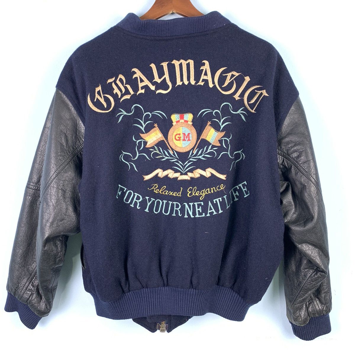 Japanese Brand × Vintage 🔥NEEDGONE🔥NS100🔥GRAY MAGIC Vinatge Varsity jacket Size US XL / EU 56 / 4 - 1 Thumbnail