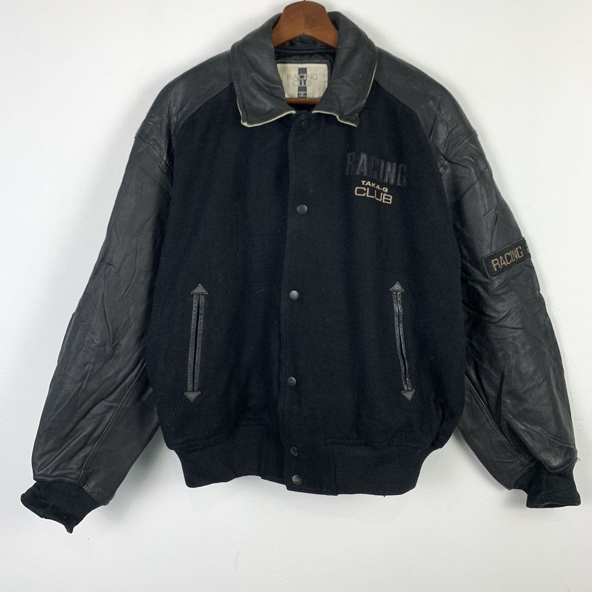Vintage 🔥NK57🔥Vintage RACING CLUB TAKA-Q Leather Varsity jackets Size US M / EU 48-50 / 2 - 3 Thumbnail