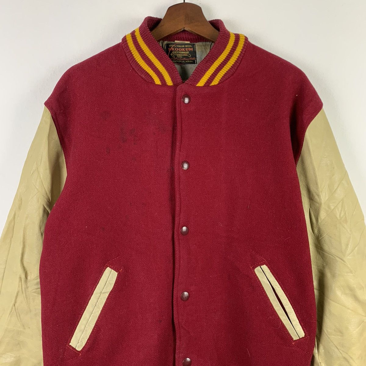 Skookum × Vintage 🔥NK32🔥vintage SKOOKUM Leather varsity jackets Size US M / EU 48-50 / 2 - 2 Thumbnail