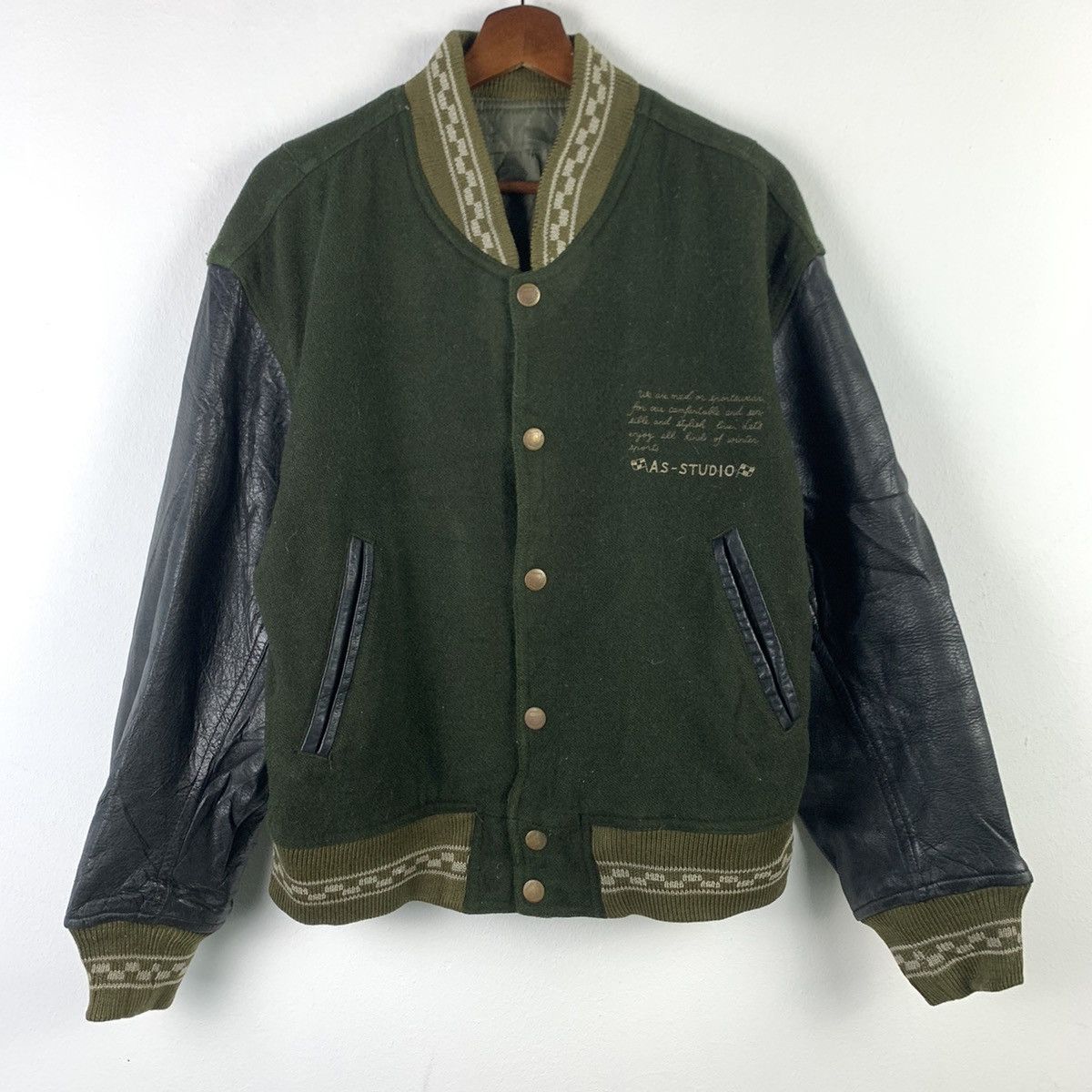 Japanese Brand × Vintage 🔥NK27🔥Vintage AS.Studio big logos Leather varsity jacket Size US M / EU 48-50 / 2 - 2 Thumbnail