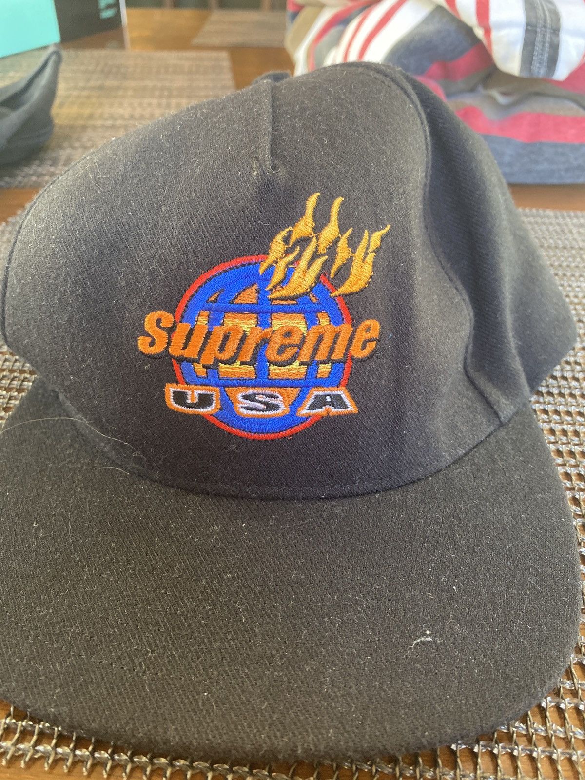 Supreme Supreme Burning World USA hat Black Size ONE SIZE - 1 Thumbnail