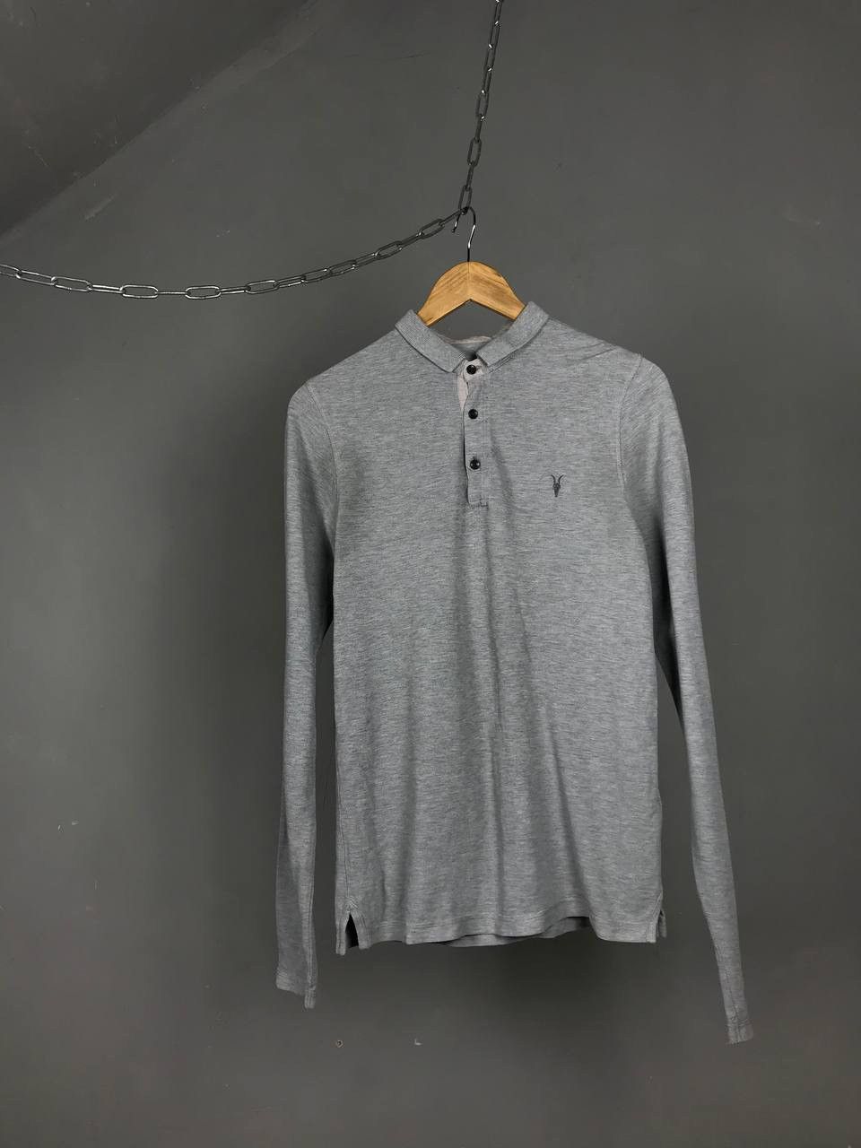 Allsaints Allsaints luxury streetwear gray polo longsleeve Size US S / EU 44-46 / 1 - 1 Thumbnail