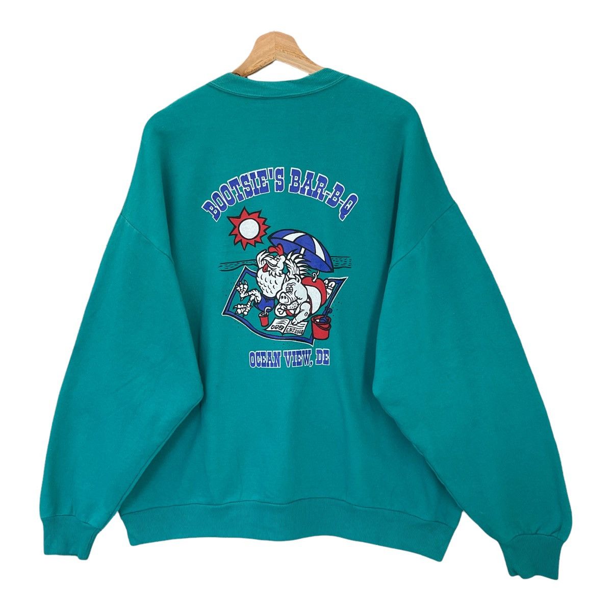 Vintage 90s Bootsie's Bar-B-Q Ocean View Crewneck Sweatshirt Size US XL / EU 56 / 4 - 3 Thumbnail
