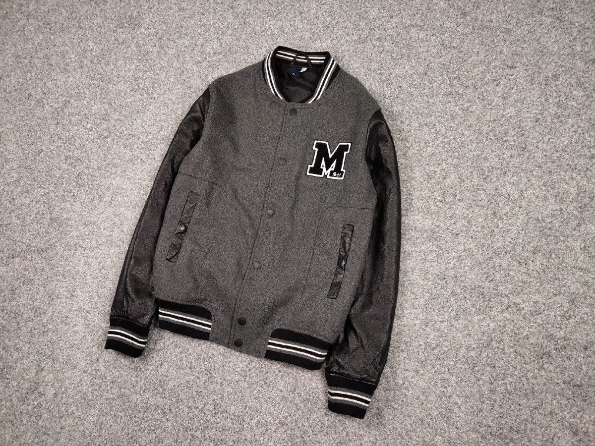 Japanese Brand Vintage 90s Varsity Jacket Bomber USA Letterman Grey Wool Size US L / EU 52-54 / 3 - 3 Thumbnail