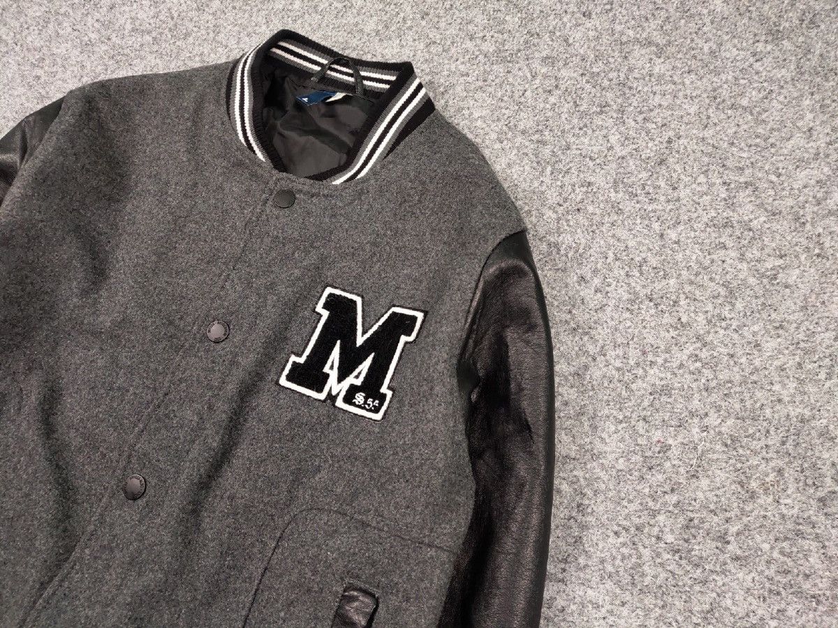 Japanese Brand Vintage 90s Varsity Jacket Bomber USA Letterman Grey Wool Size US L / EU 52-54 / 3 - 4 Thumbnail