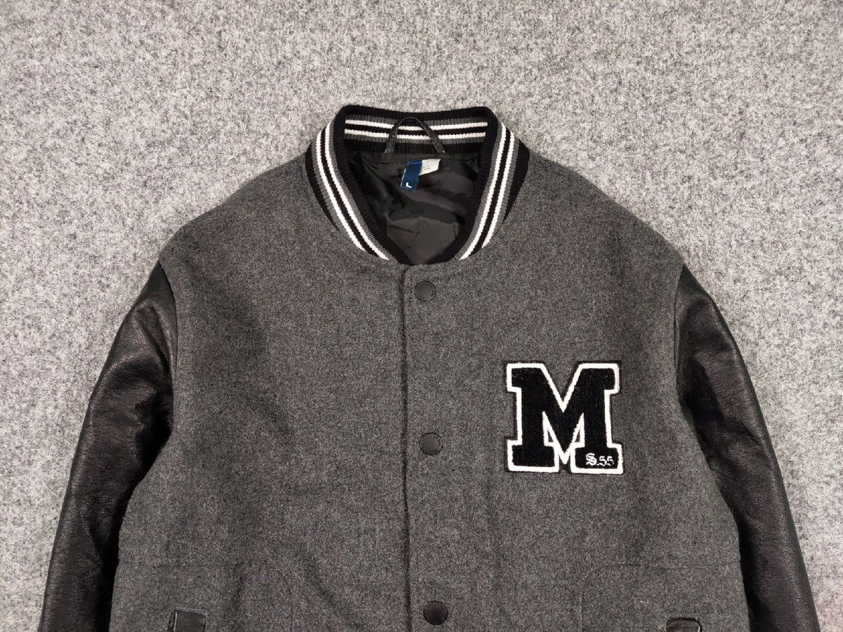 Japanese Brand Vintage 90s Varsity Jacket Bomber USA Letterman Grey Wool Size US L / EU 52-54 / 3 - 8 Thumbnail