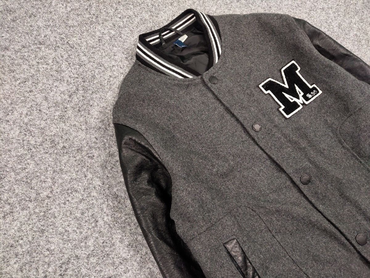 Japanese Brand Vintage 90s Varsity Jacket Bomber USA Letterman Grey Wool Size US L / EU 52-54 / 3 - 7 Thumbnail