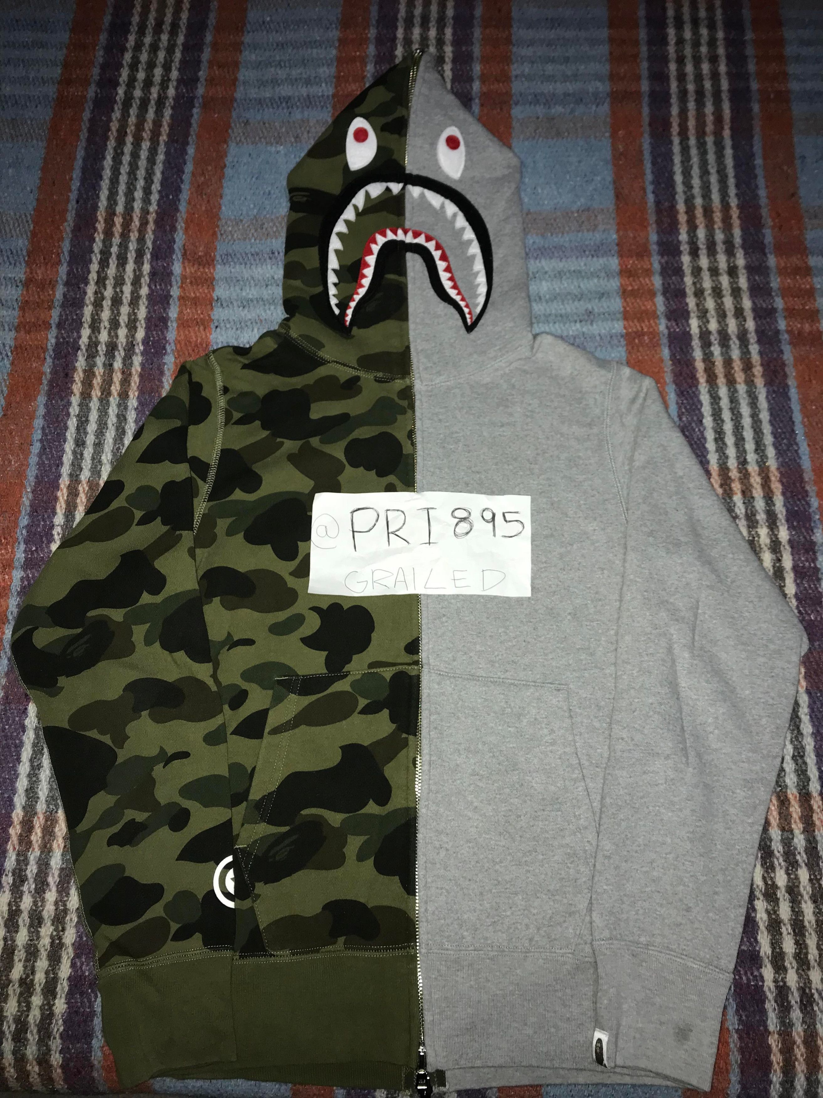Bape Bape grey/green camo half split zip hoodie S Size US S / EU 44-46 / 1 - 1 Thumbnail