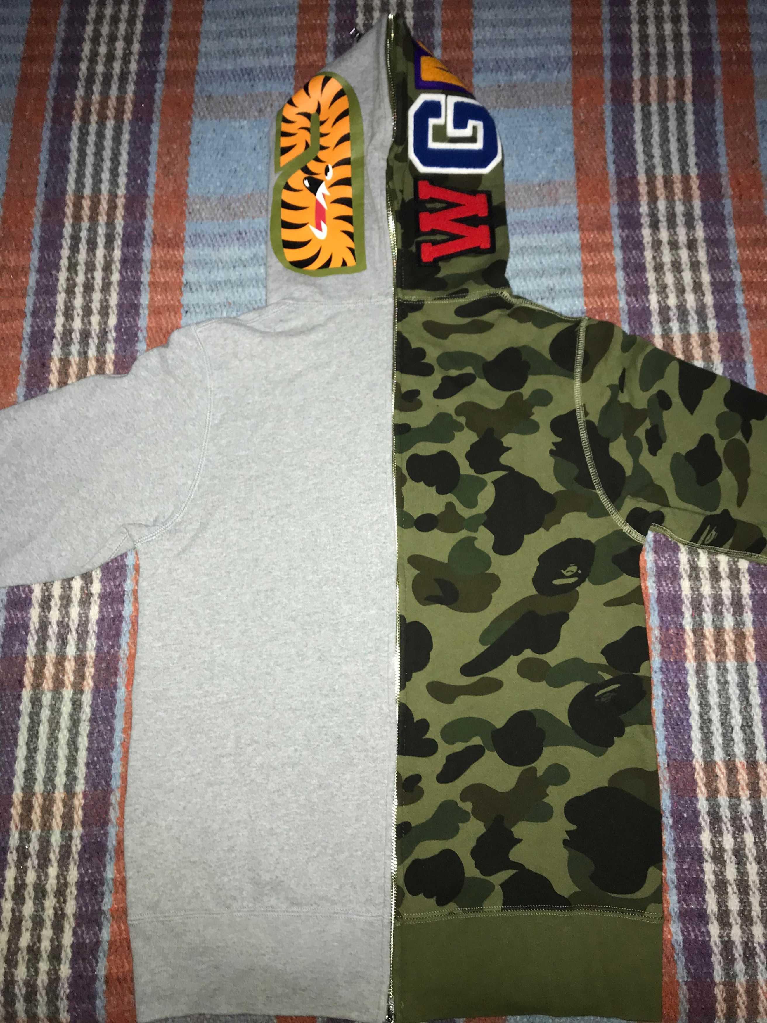 Bape Bape grey/green camo half split zip hoodie S Size US S / EU 44-46 / 1 - 3 Thumbnail