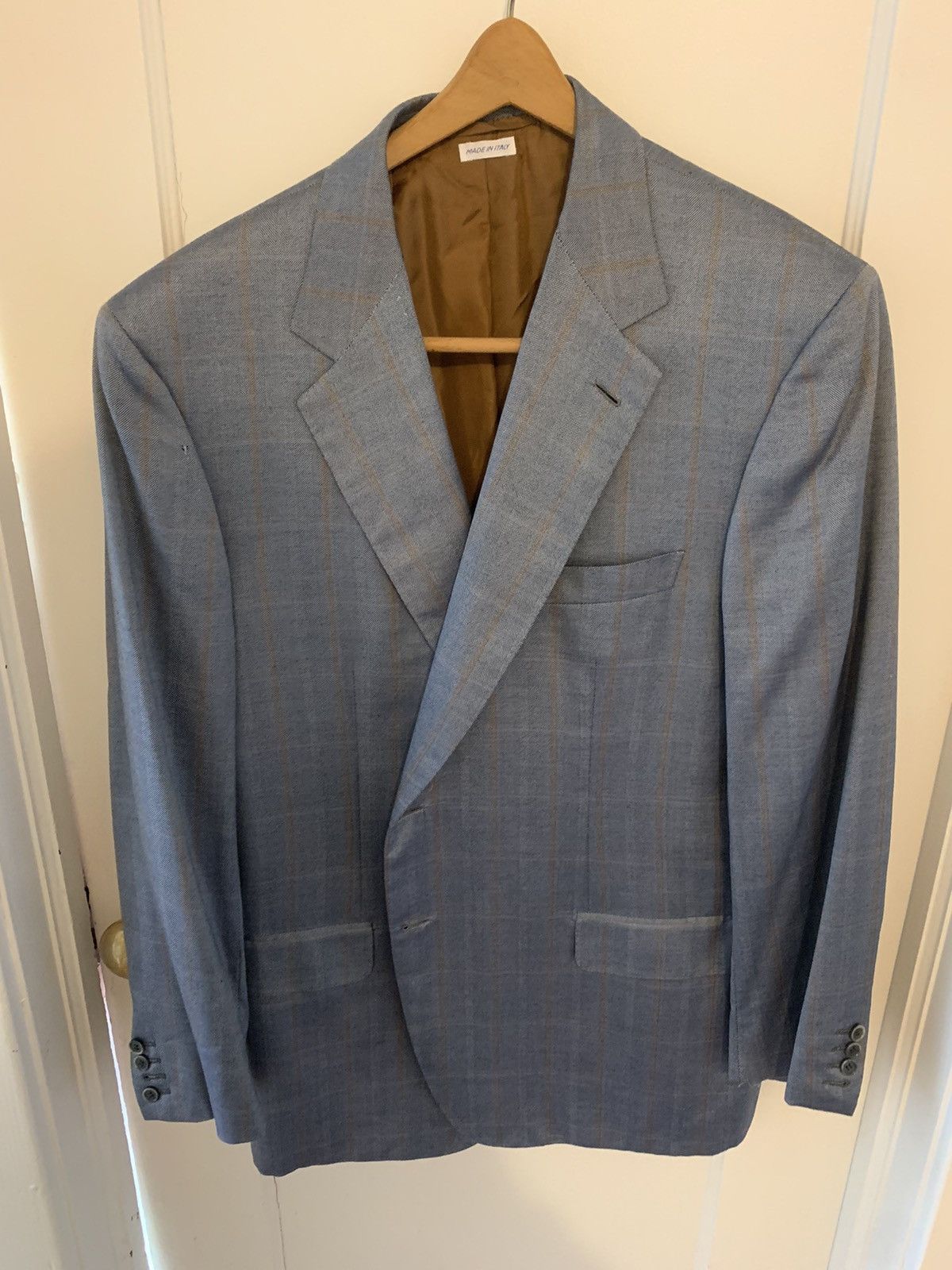 Brioni Blue Blazer with Orange over check