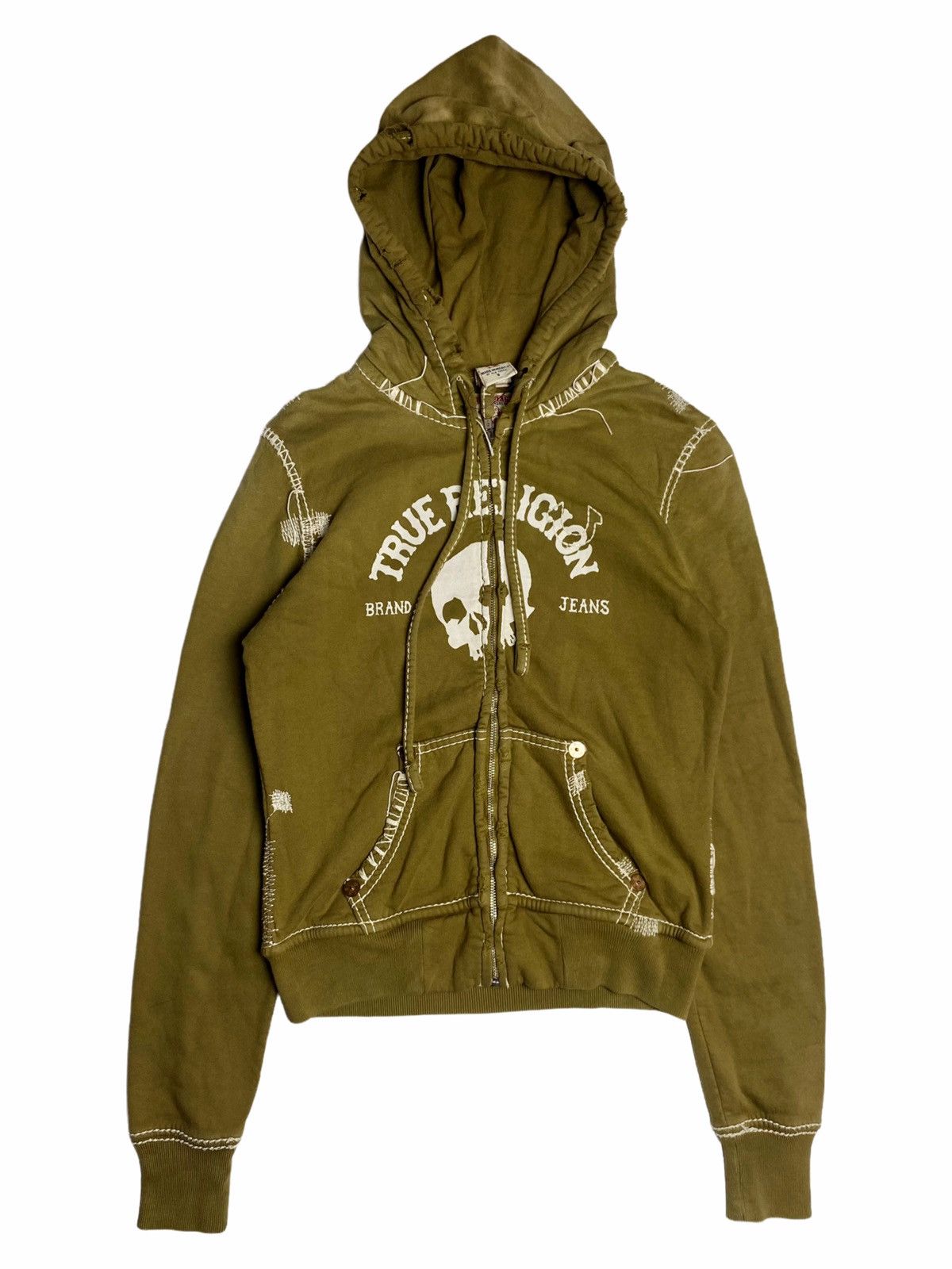 True Religion 1990s True Religion - Deconstructed Skull Zip Hoodie 