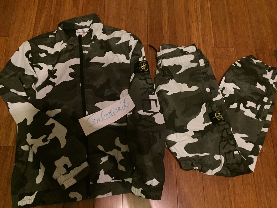 Stone island best sale camo tracksuit