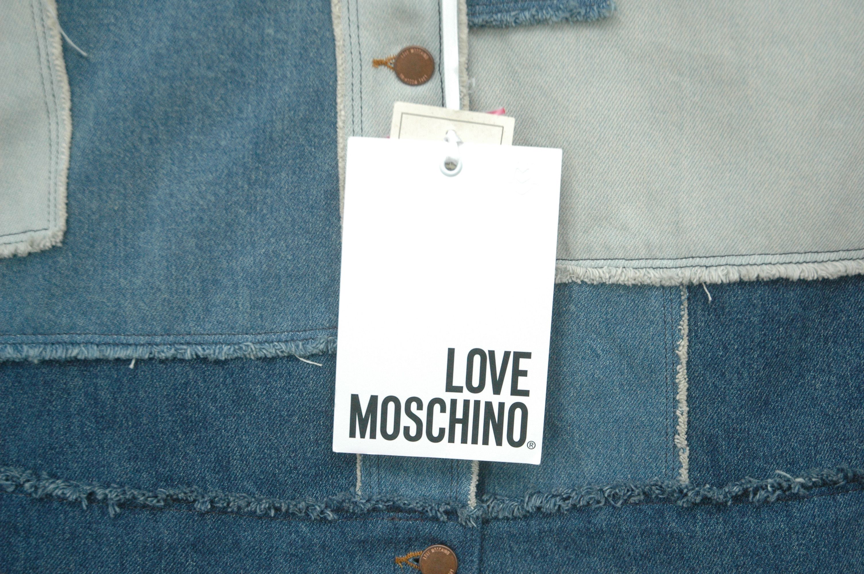 Moschino NWT MOSCHINO Love Giubbino Denim Patchwork Jacket Size M / US 6-8 / IT 42-44 - 6 Thumbnail