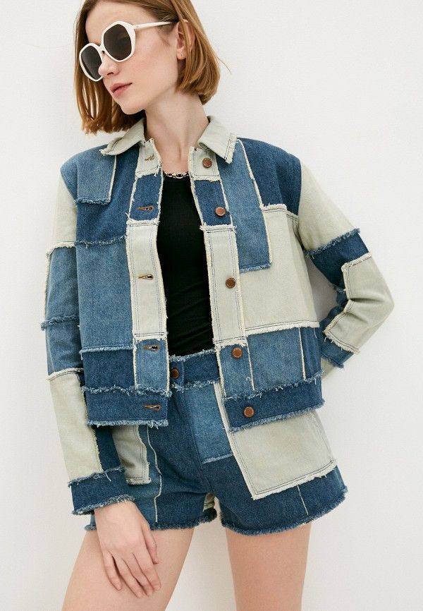 Moschino NWT MOSCHINO Love Giubbino Denim Patchwork Jacket Size M / US 6-8 / IT 42-44 - 2 Thumbnail