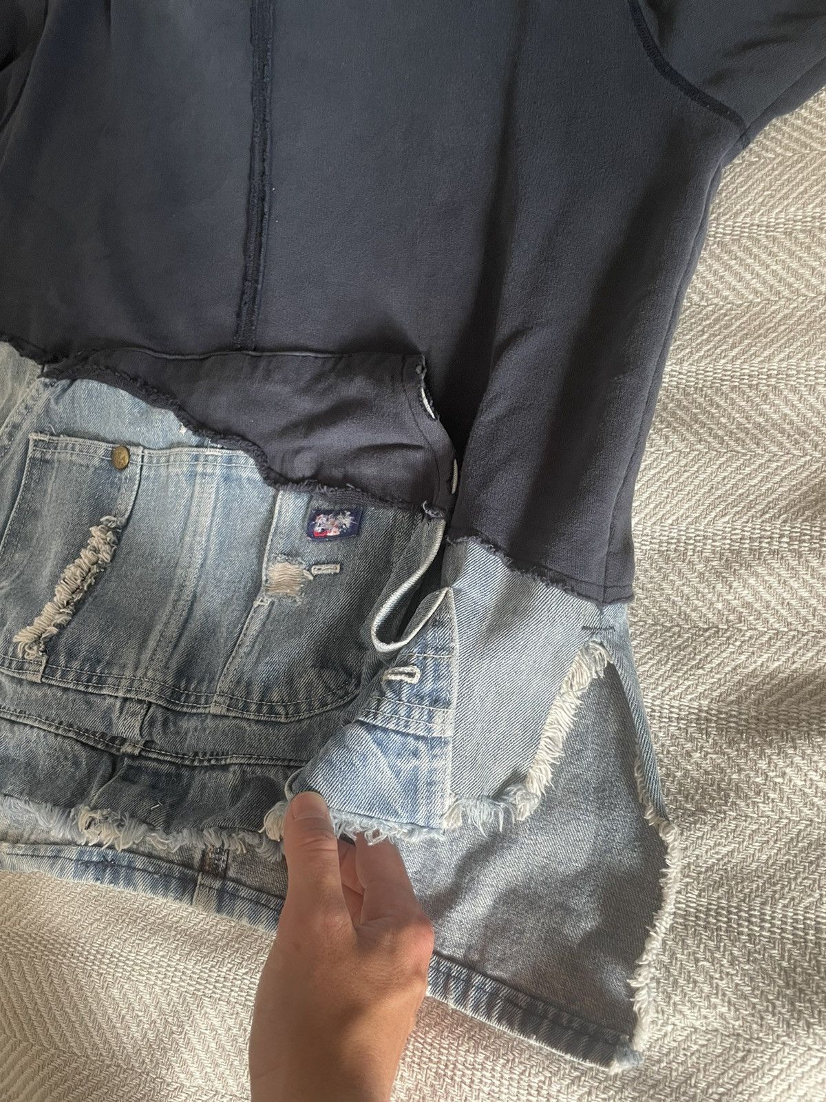 Greg Lauren Greg Lauren Navy Denim High Tech Track Hoodie Size US L / EU 52-54 / 3 - 13 Thumbnail