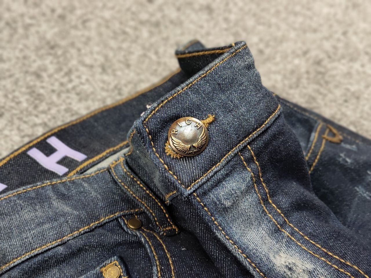 John Richmond John Richmond RICH Blue Fabric Faded Denim Slim Fit Jeans Size US 34 / EU 50 - 12 Thumbnail