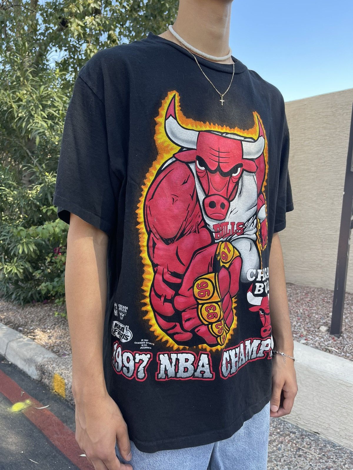 Vintage 97' Chicago Bulls Championship tee | Grailed