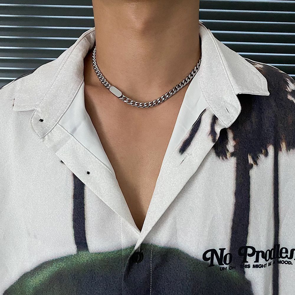 Jewelry × Vintage Silver Fashion Titanium Steel Couple Necklace Size ONE SIZE - 2 Thumbnail