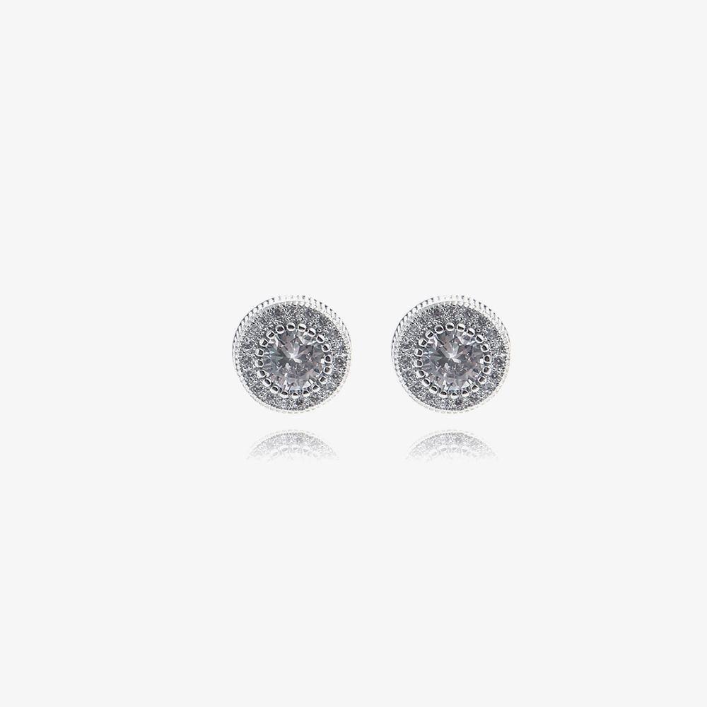 Jewelry × Vintage Silver Fashion Men's Hip Hop Round Stud Earrings Size ONE SIZE - 2 Thumbnail
