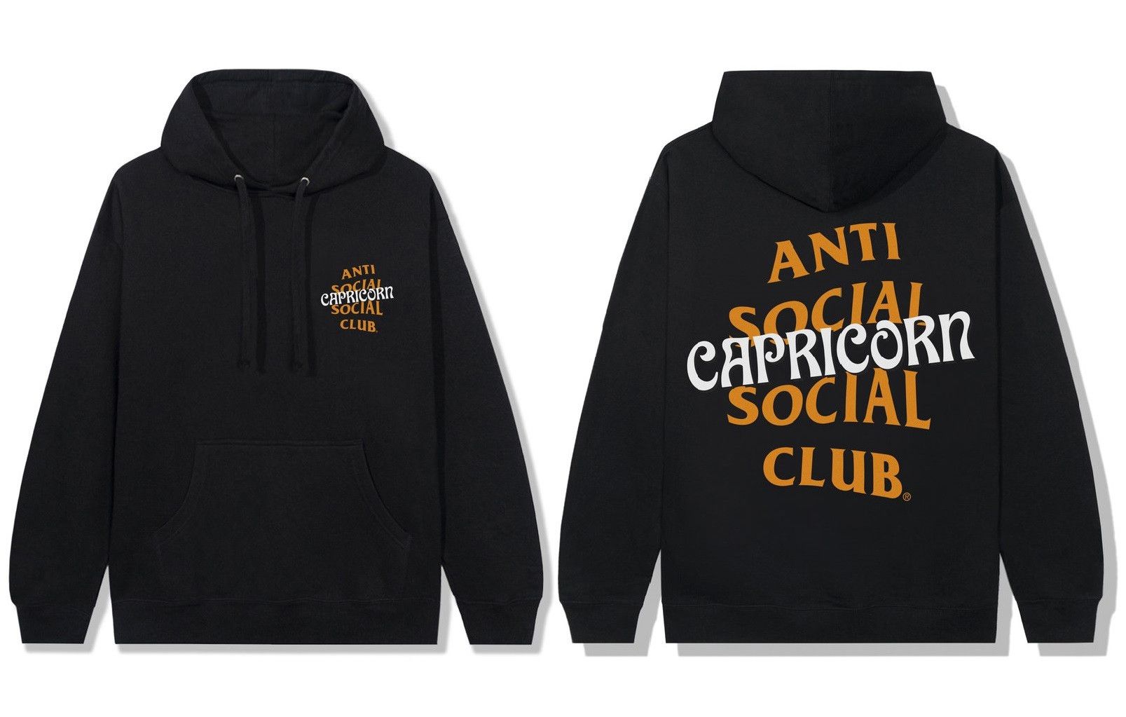 image of Anti Social Social Club Ds Orange Assc White Capricorn Black Hoodie Ftp Fog Cdg Obey (Size 2XL)