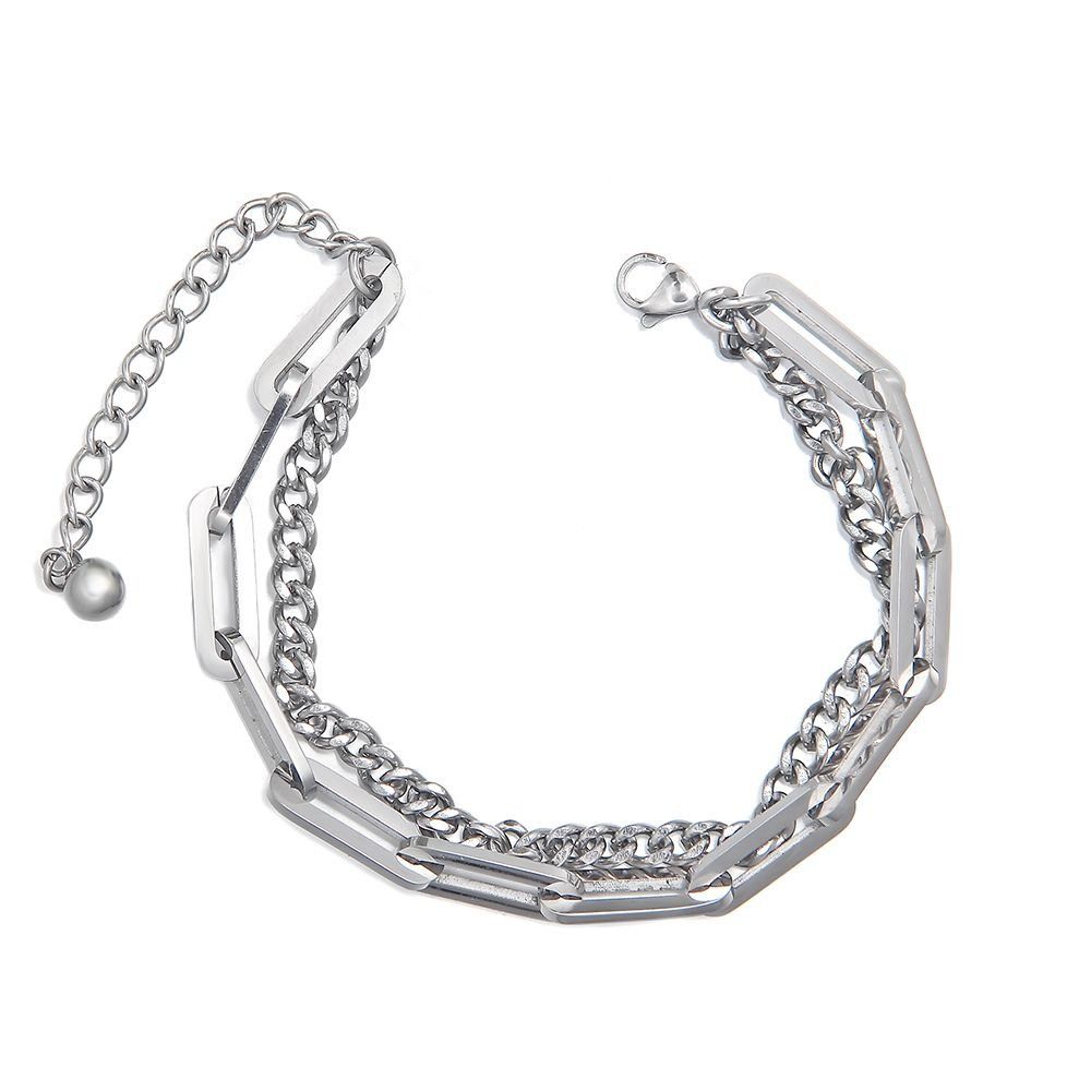 Jewelry × Vintage Fashion Stitching Double Layer Hip Hop Bracelet Size ONE SIZE - 1 Thumbnail