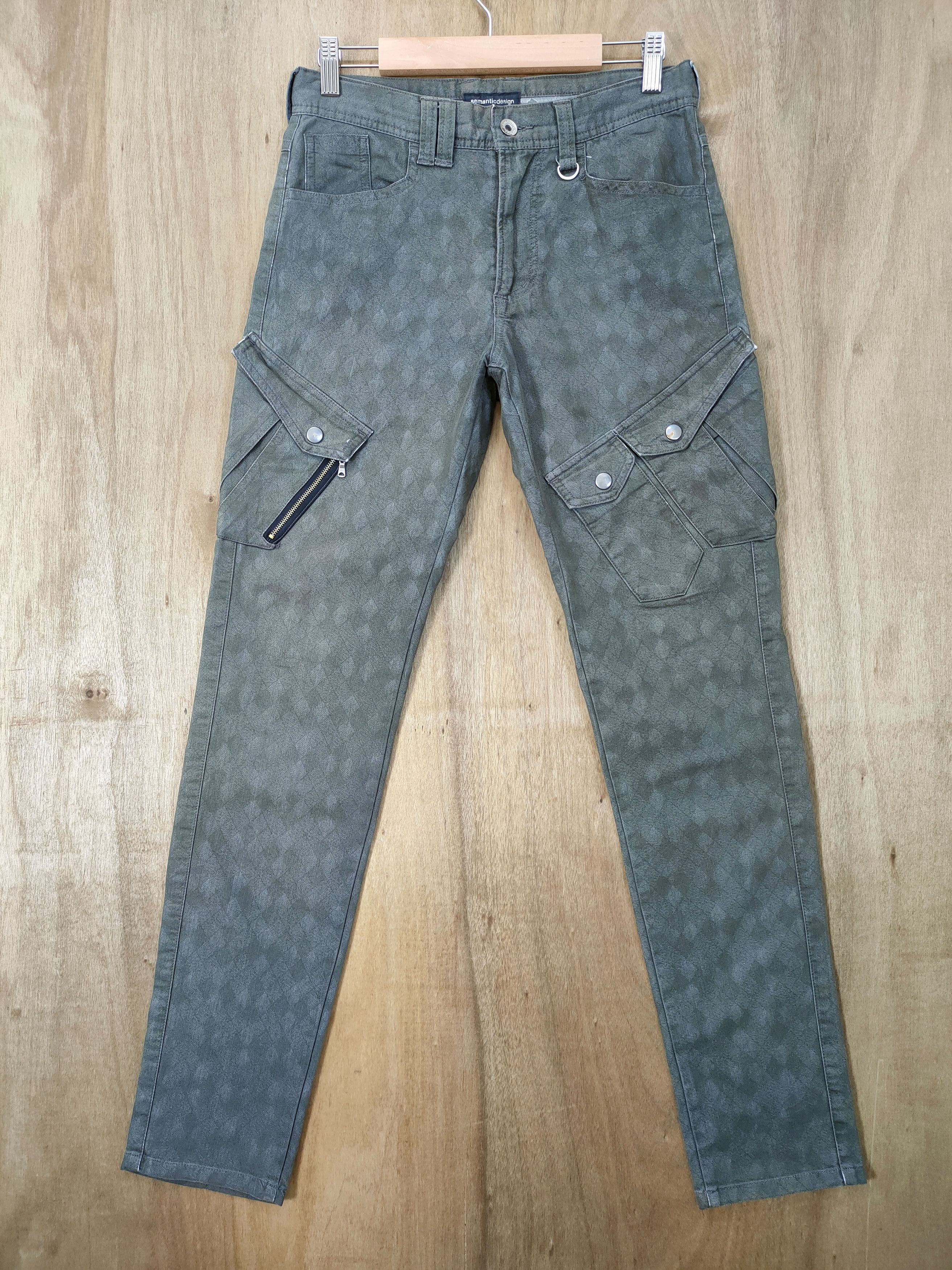 image of Print All Over Me Semantic Design Faded Grey Cargo Pants, Men's (Size 29)