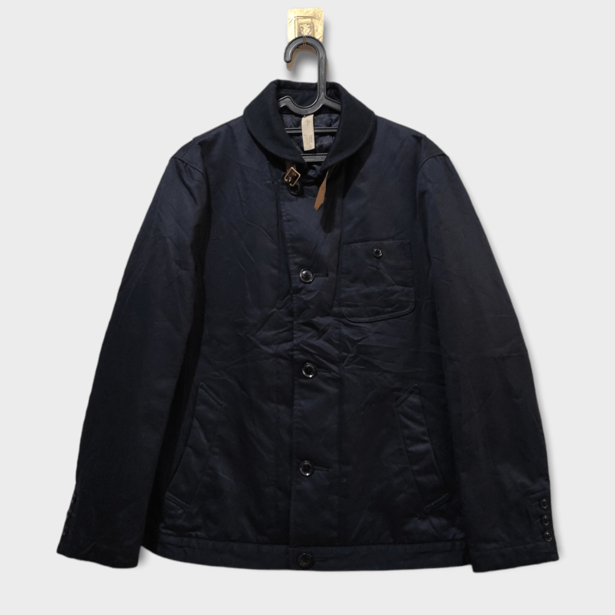 Takeo Kikuchi Navy Chino Cloth Shawl Collar Jacket