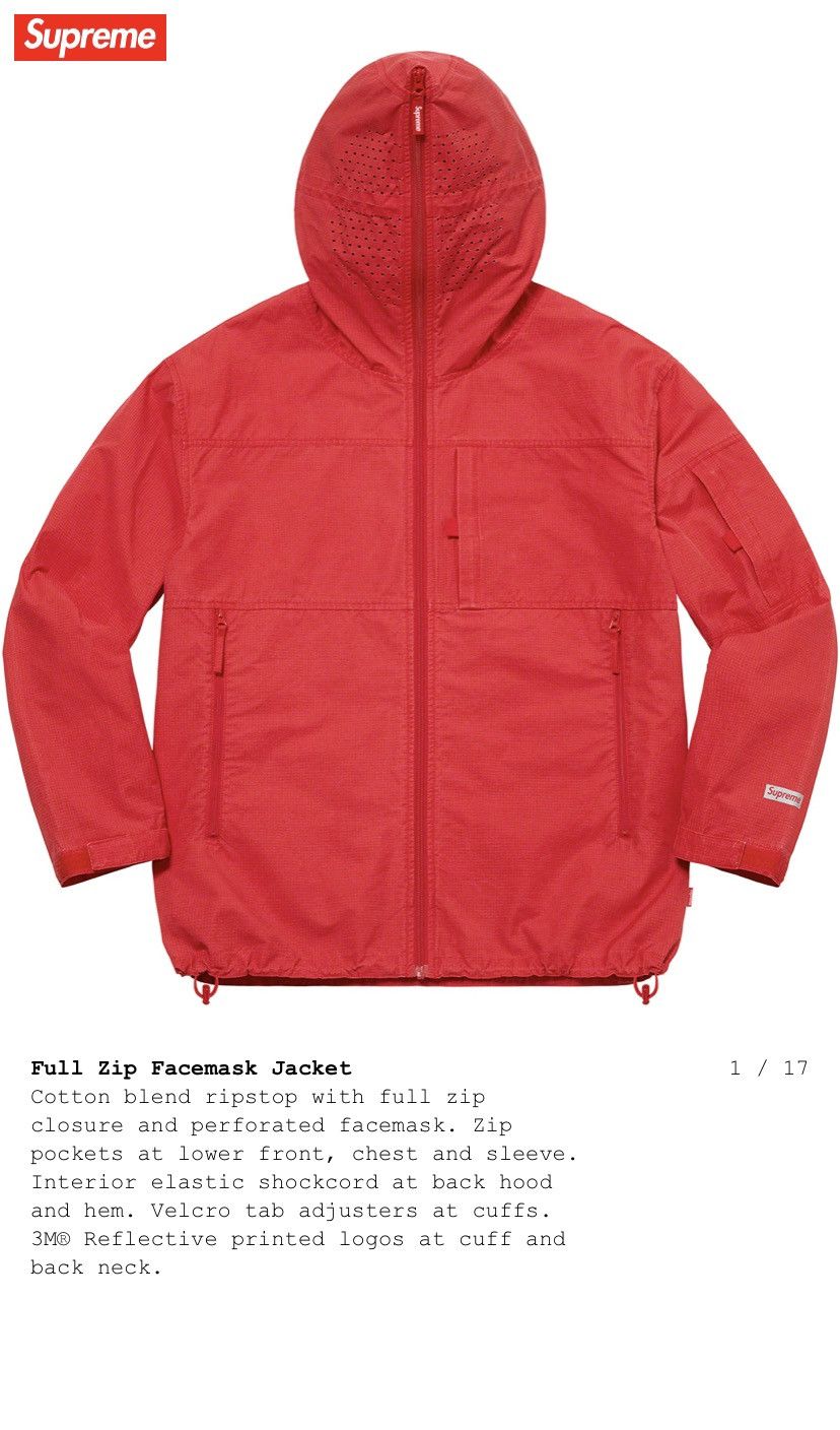 Supreme Supreme Full Zip Facemask Jacket Red Size L | Grailed