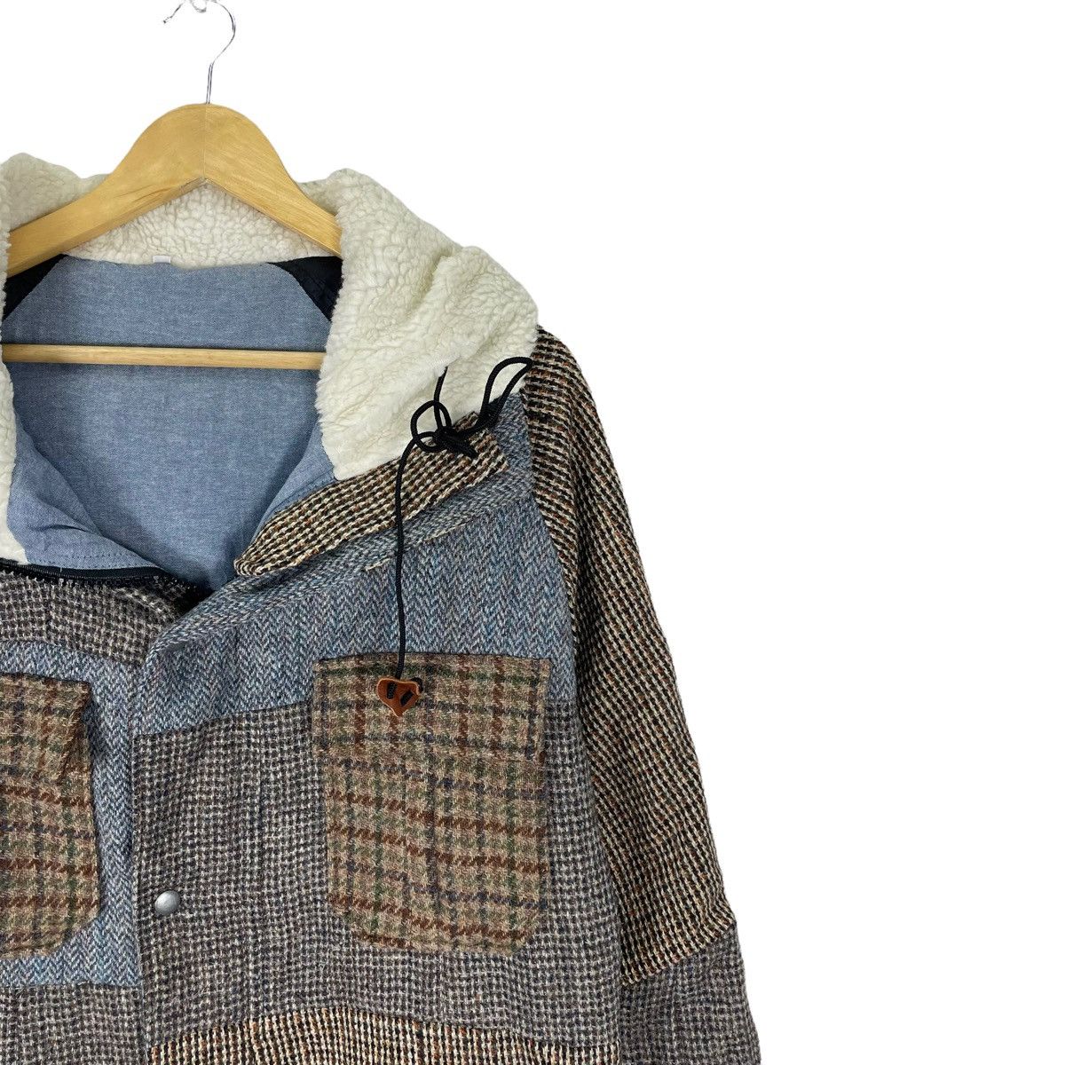 Harris Tweed ☀️HARRIS TWEED PATCHWORK HOODIE FUR JACKET Size US L / EU 52-54 / 3 - 3 Thumbnail