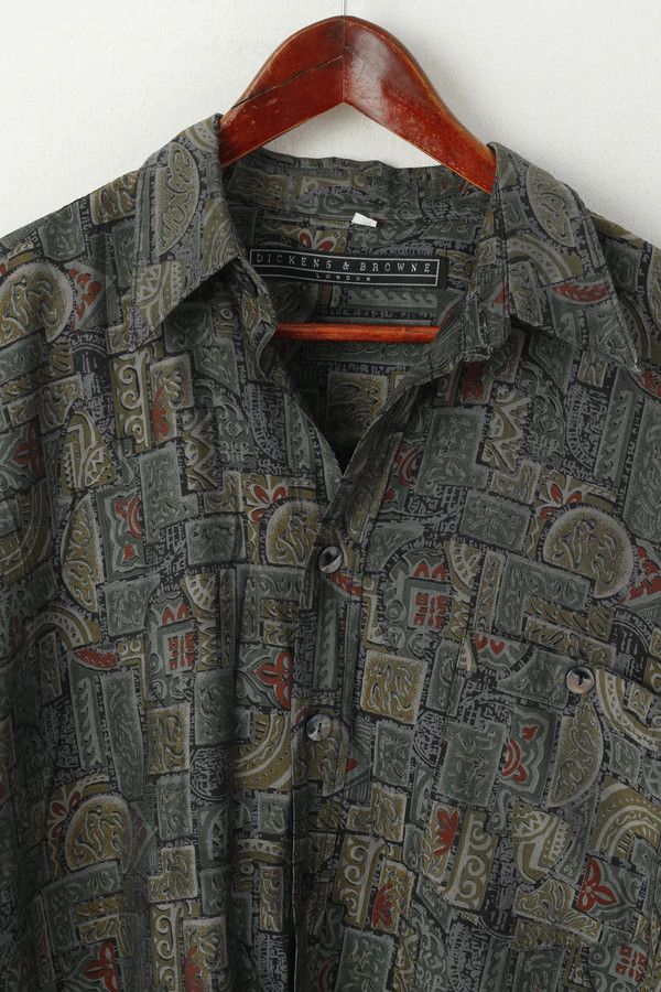Vintage Dickens & Browne Men 4 XL Casual Shirt Green Retro 6524 Size US XL / EU 56 / 4 - 2 Thumbnail