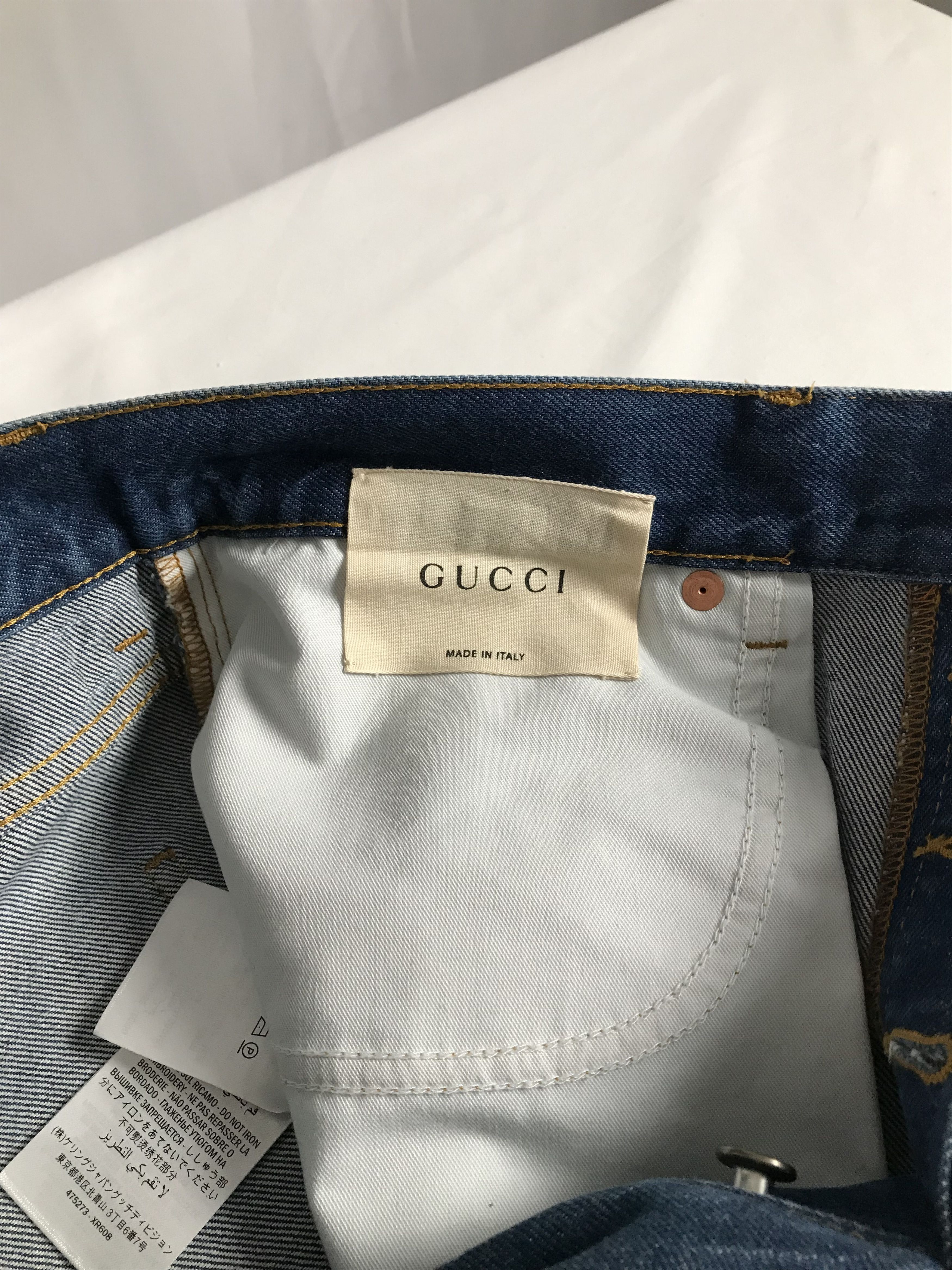 Gucci Gucci Blue Jeans With Red Embroidered Text Size US 34 / EU 50 - 11 Thumbnail