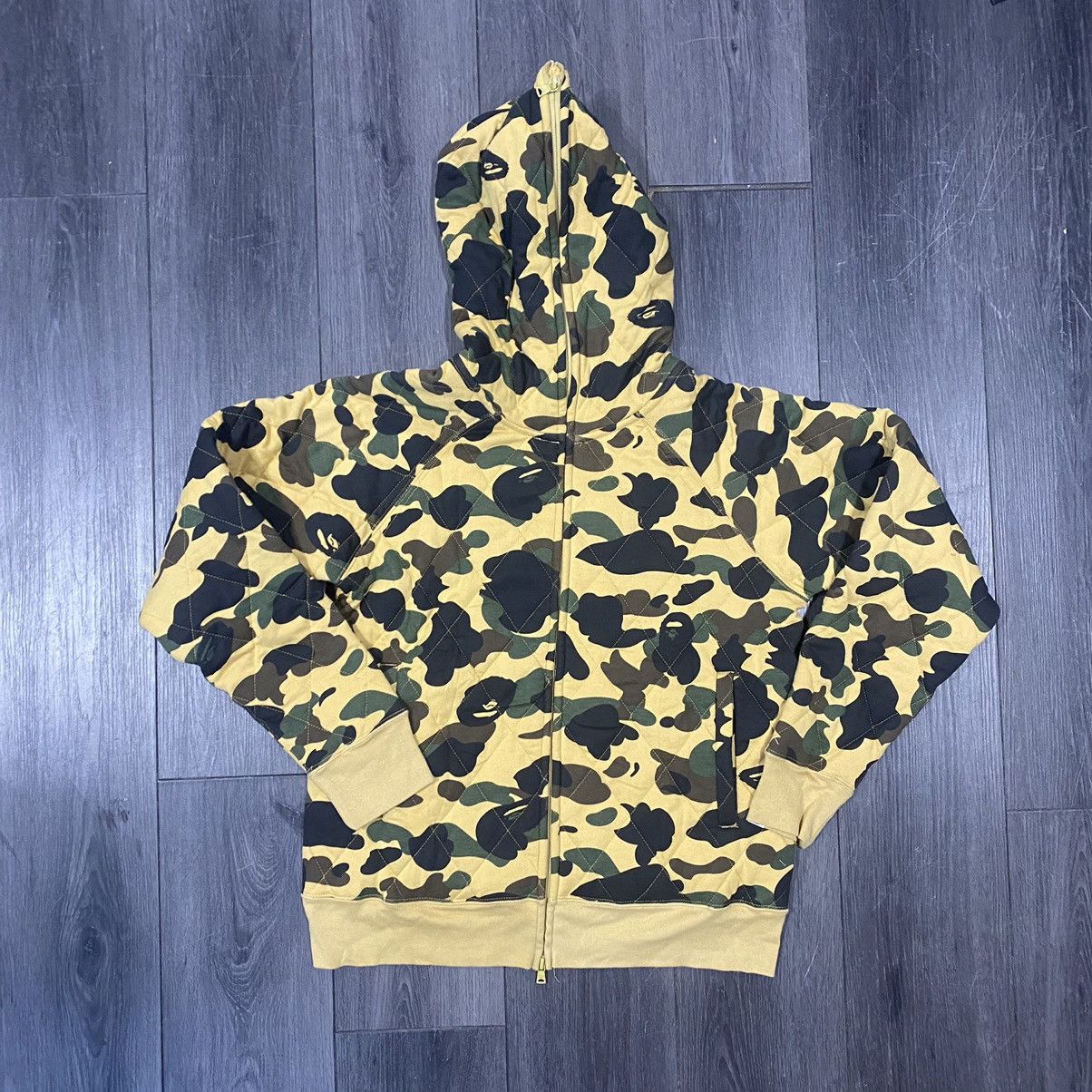 Bape Yellow Camo Quilted Full Zipup Jacket Sz M
