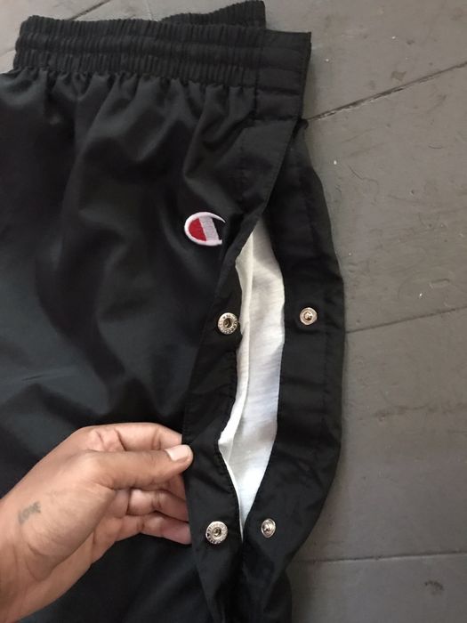 Champion vintage tear away pant black Grailed