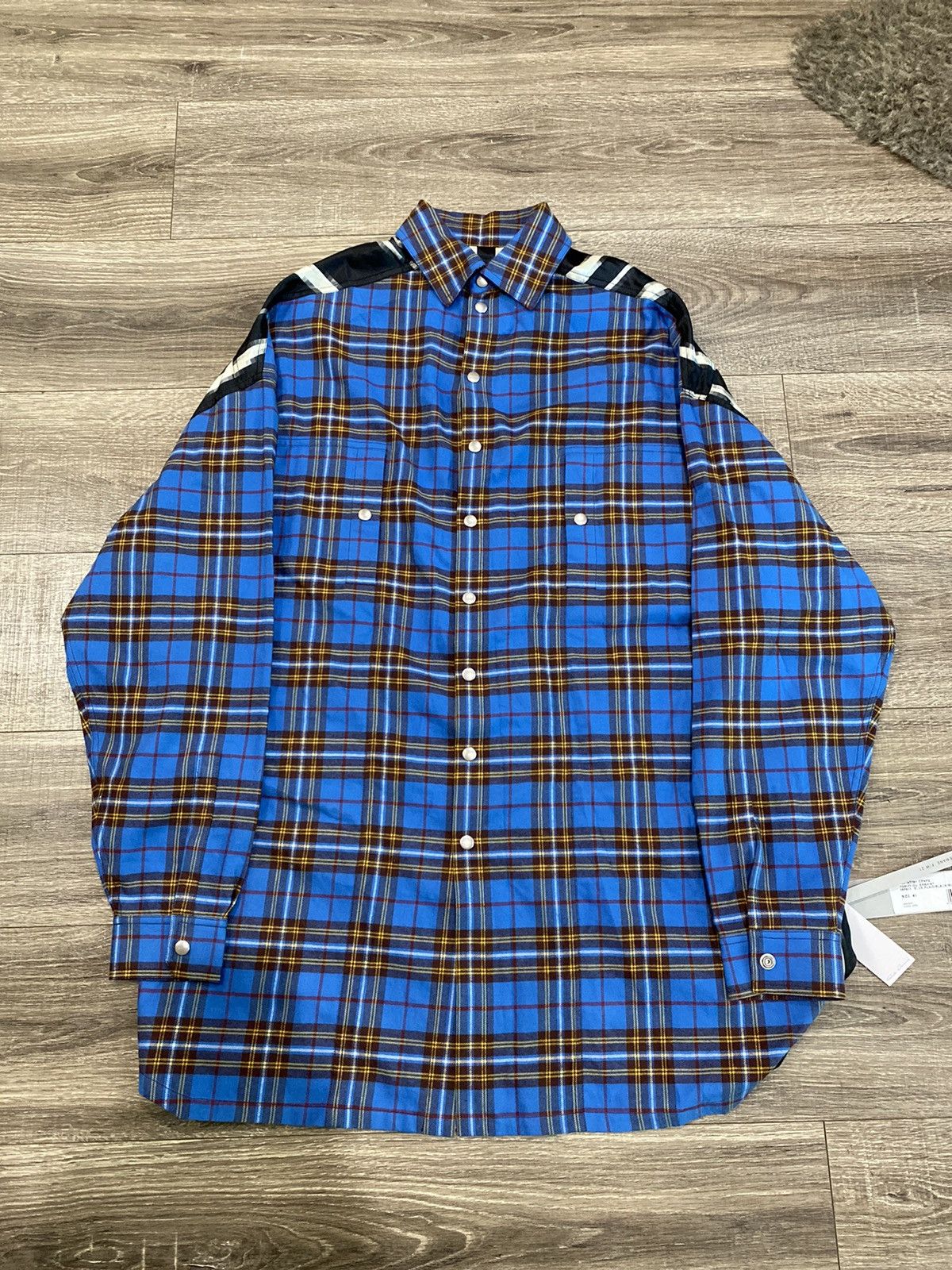 Rick Owens Blue plaid / zebra pixel Tommy overshirt Rick Owens 