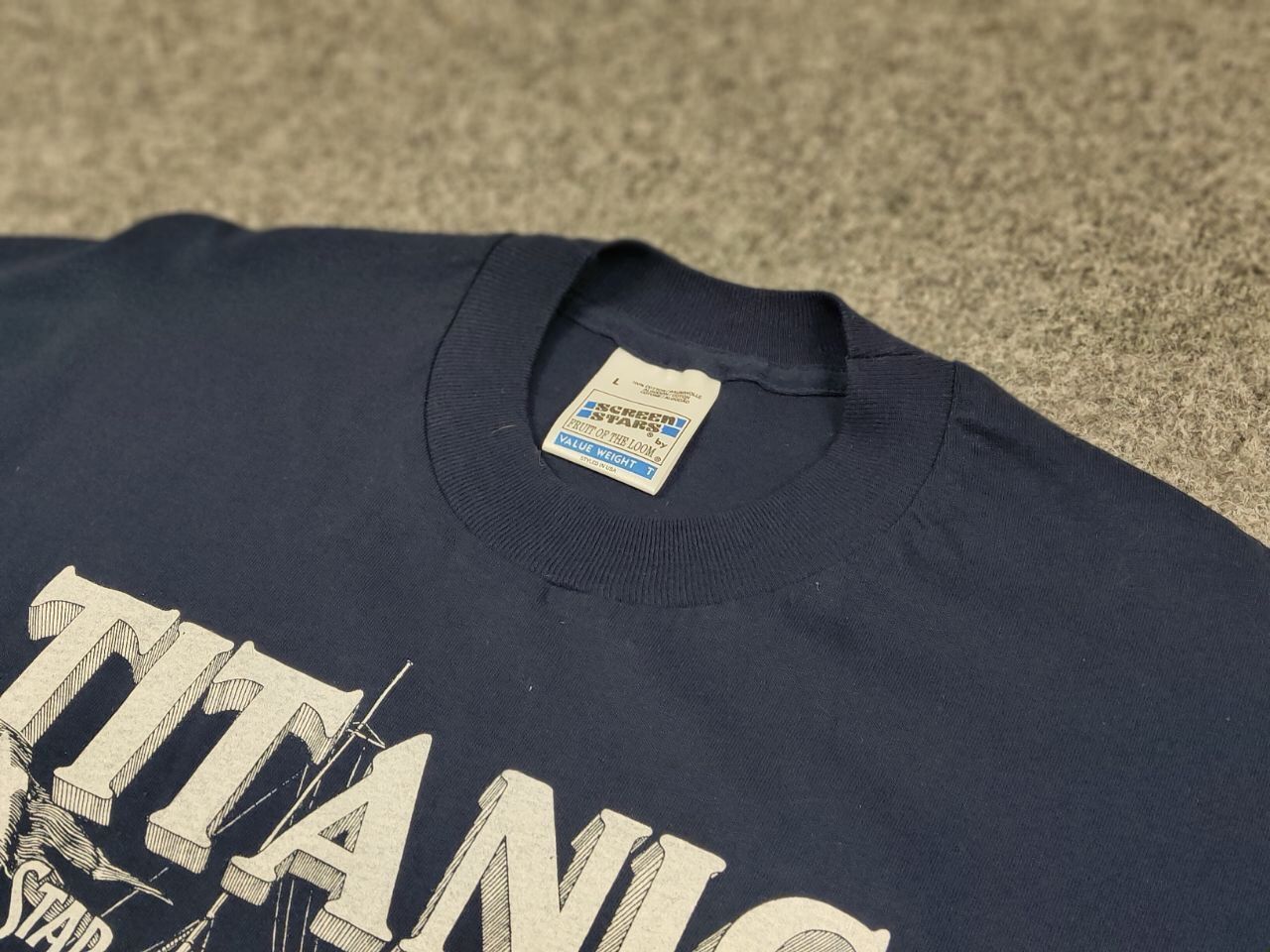 Vintage Vintage 97's Titanic White Star Line Navy Print Tee T-Shirt Size US L / EU 52-54 / 3 - 14 Thumbnail
