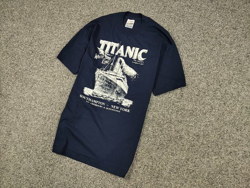 Vintage Vintage 97's Titanic White Star Line Navy Print Tee T-Shirt Size US L / EU 52-54 / 3 - 3 Thumbnail