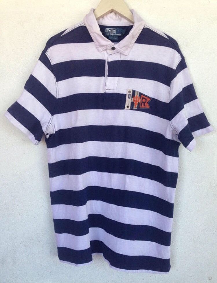 Polo Ralph Lauren Polo By Ralph Lauren Flag Design Short Sleeve Rugby Shirt Size US XL / EU 56 / 4 - 1 Thumbnail