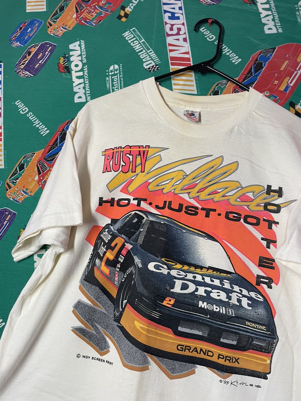 NASCAR × Vintage 1993 Rusty Wallace Miller Lite NASCAR Single Stitch T Shirt Size US XL / EU 56 / 4 - 1 Thumbnail