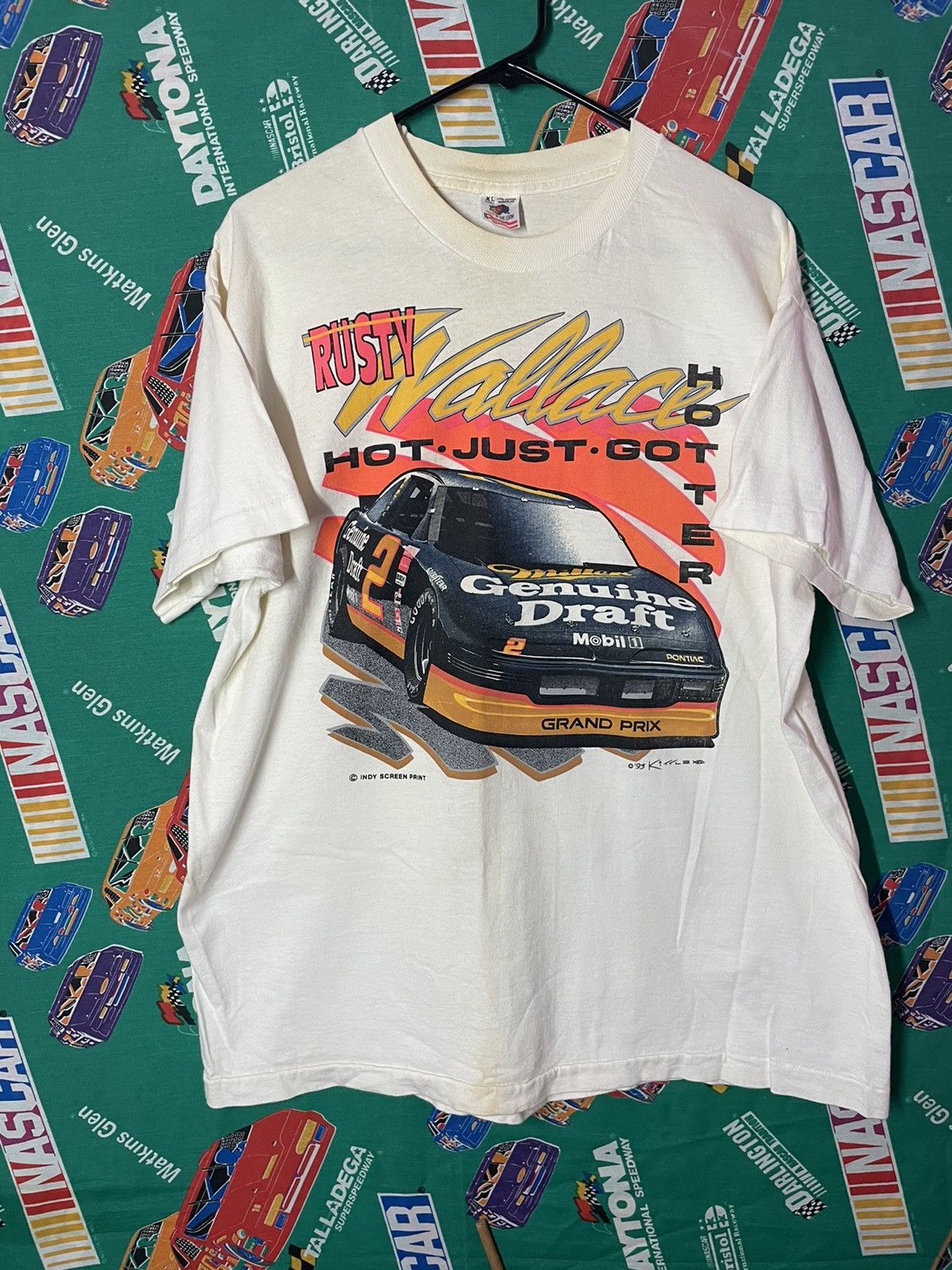 NASCAR × Vintage 1993 Rusty Wallace Miller Lite NASCAR Single Stitch T Shirt Size US XL / EU 56 / 4 - 4 Thumbnail