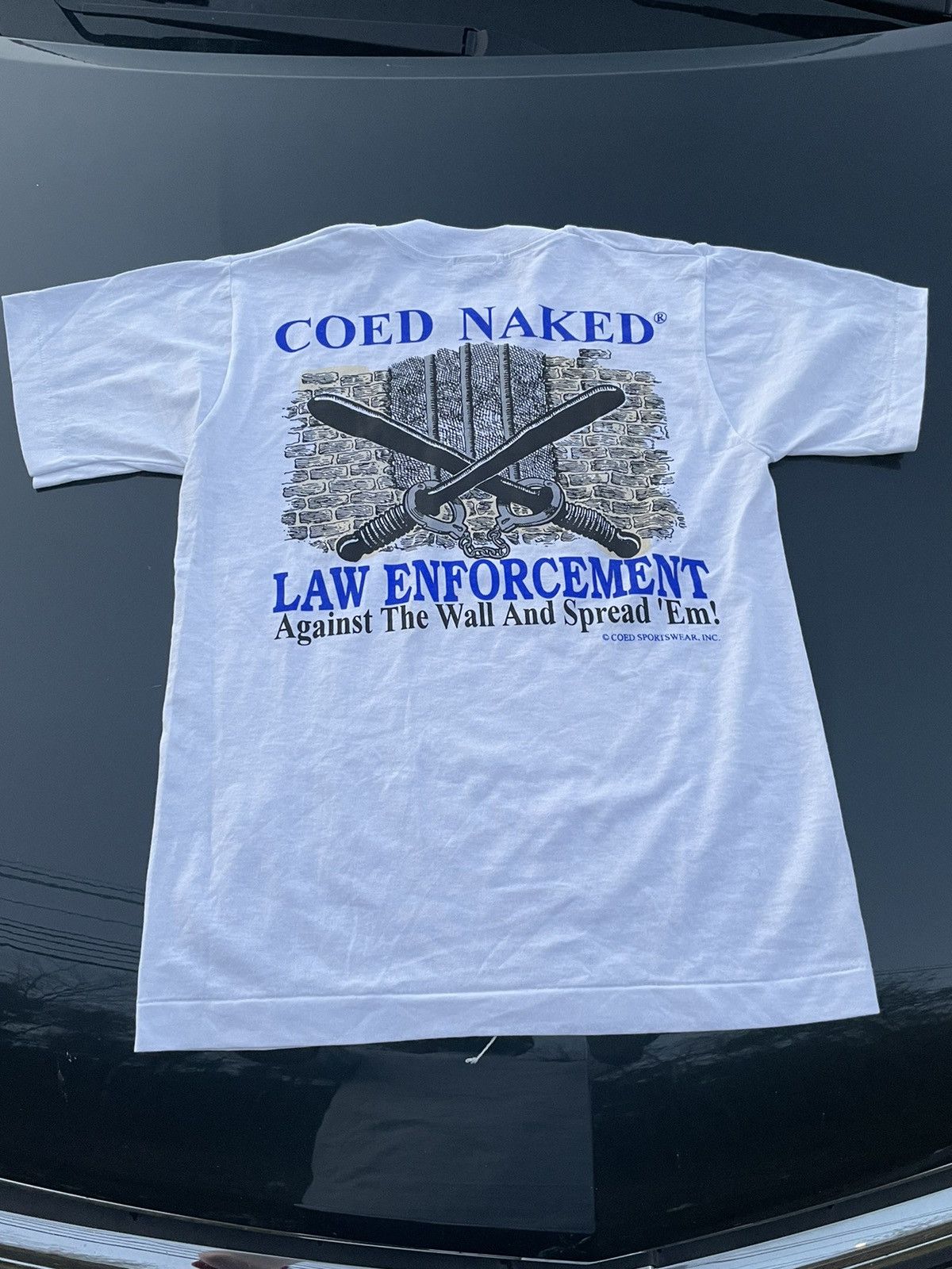 Vintage 90s Coed Naked Law Enforcement T-Shirt Single Stitch Vintage Size US S / EU 44-46 / 1 - 2 Thumbnail