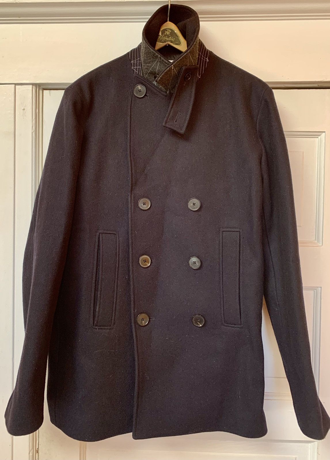 Zadig & Voltaire Navy Blue Felted Wool Pea Coat Size M