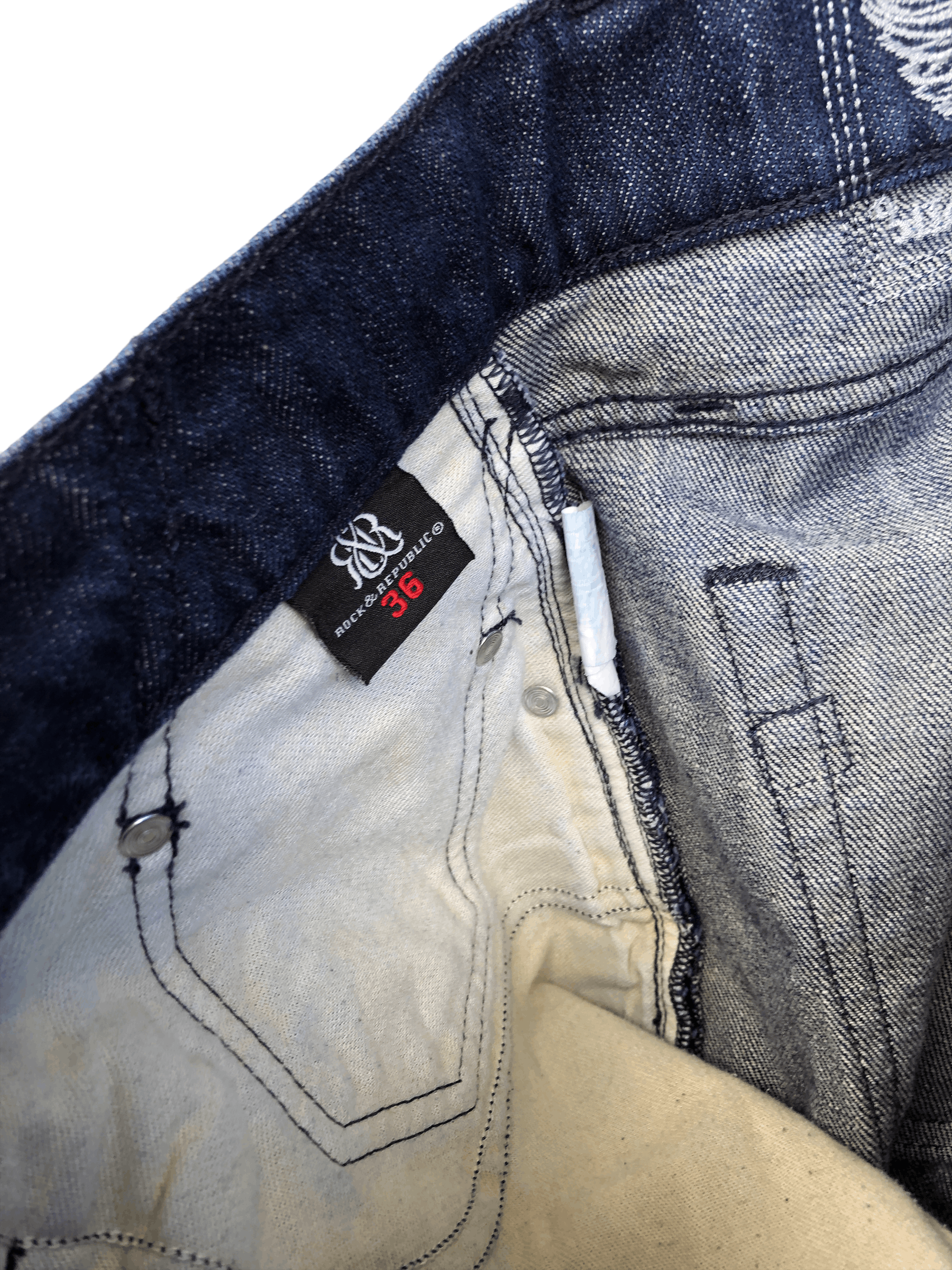 Vintage Rock & Republic Embroidered Jeans Size 36 Blue