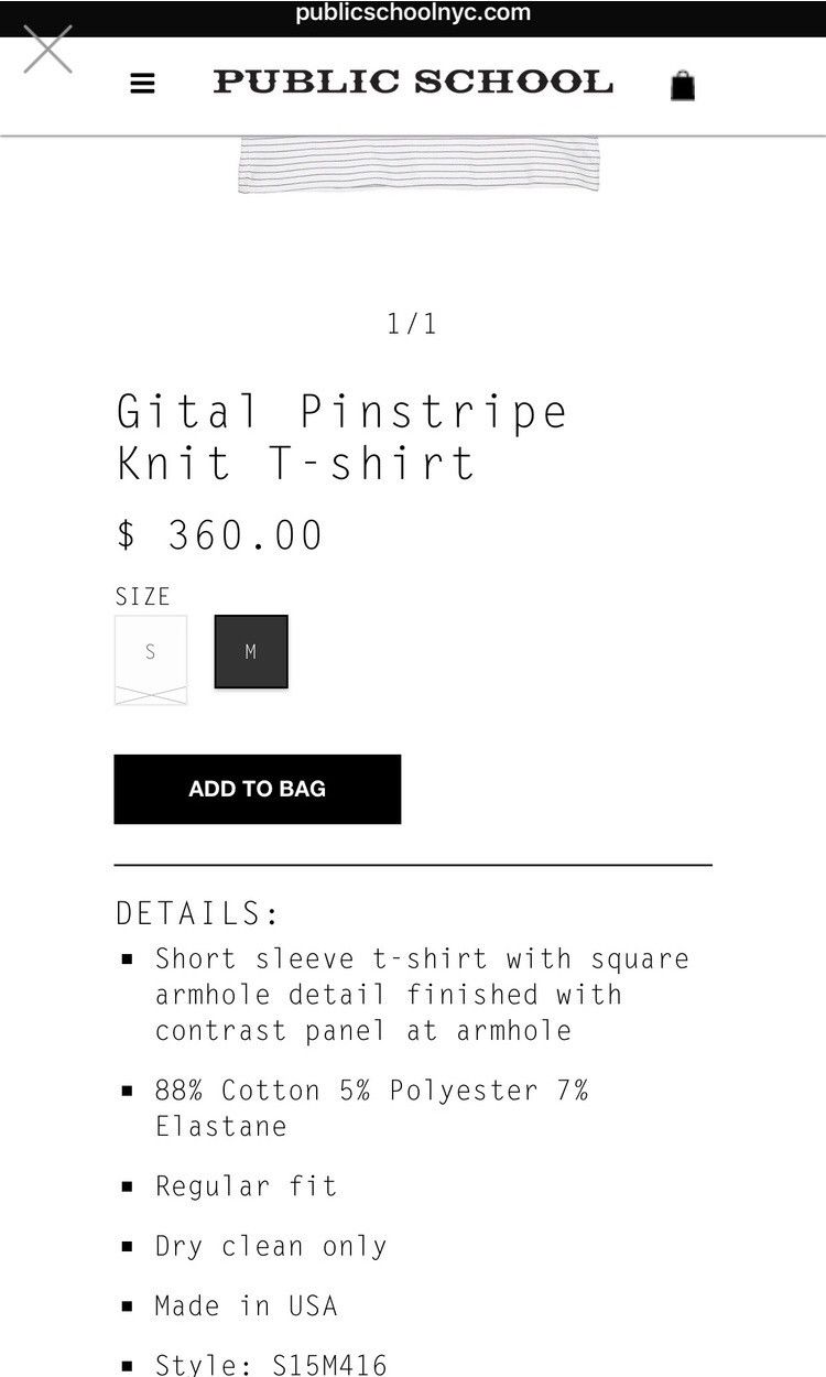 Public School gital pin stripe t shirt Size US M / EU 48-50 / 2 - 7 Thumbnail