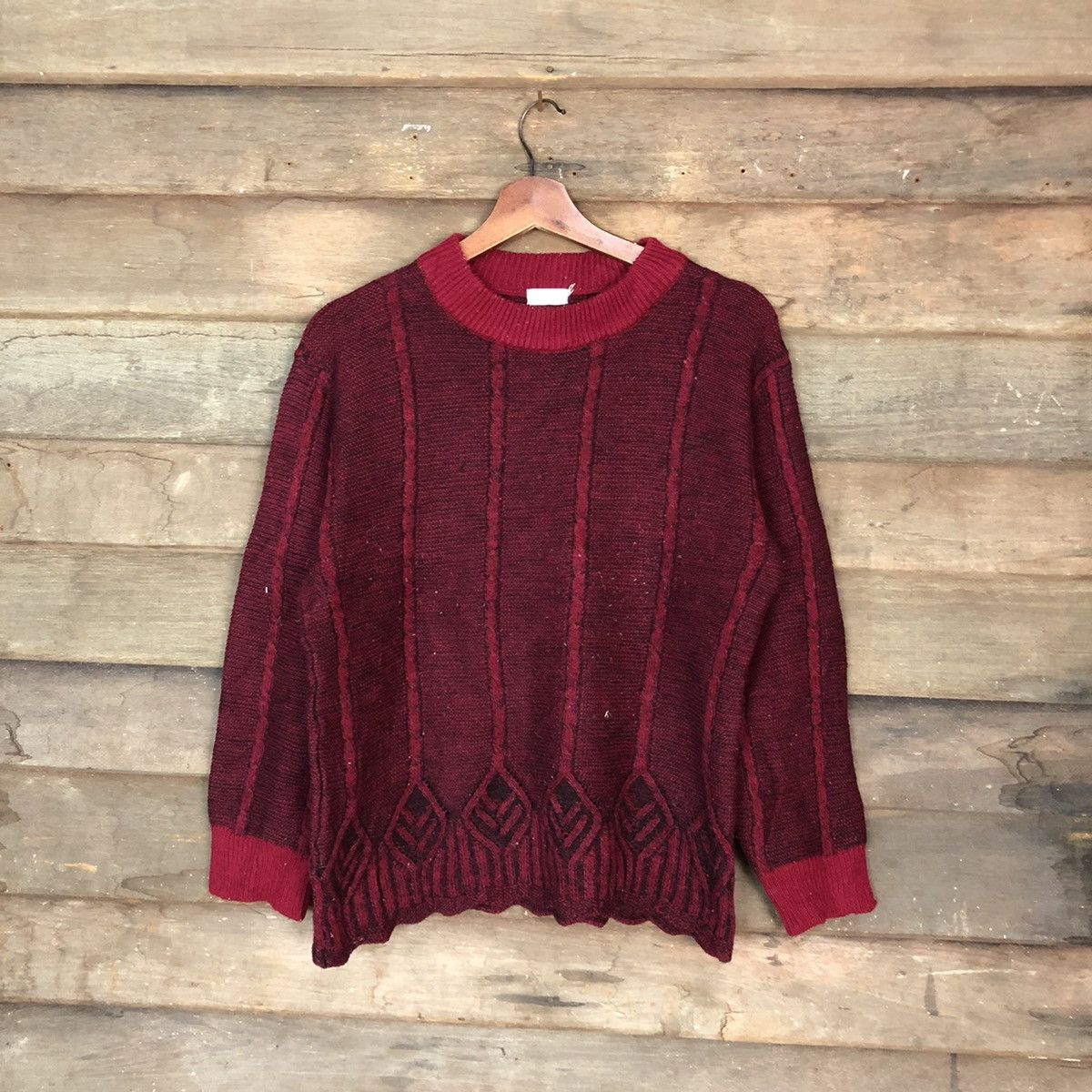 Vintage Harmony Maroon aran isle Knitwear #H068 Size US S / EU 44-46 / 1 - 1 Thumbnail
