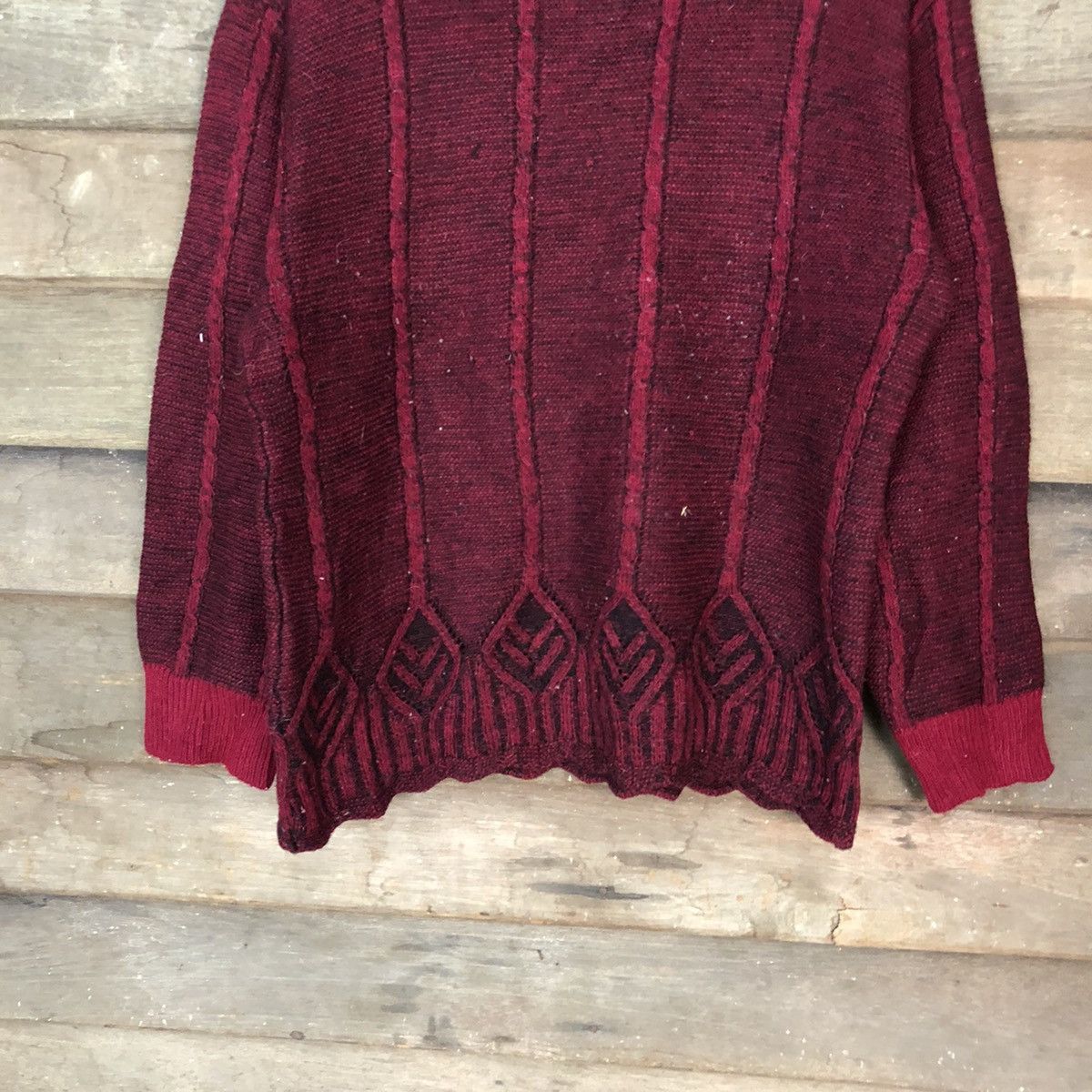 Vintage Harmony Maroon aran isle Knitwear #H068 Size US S / EU 44-46 / 1 - 3 Thumbnail