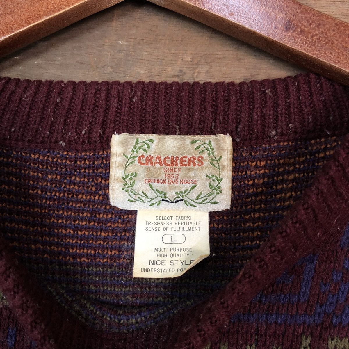Homespun Knitwear Crackers Maroon Knitwear art streetwear #H067 Size US M / EU 48-50 / 2 - 7 Thumbnail