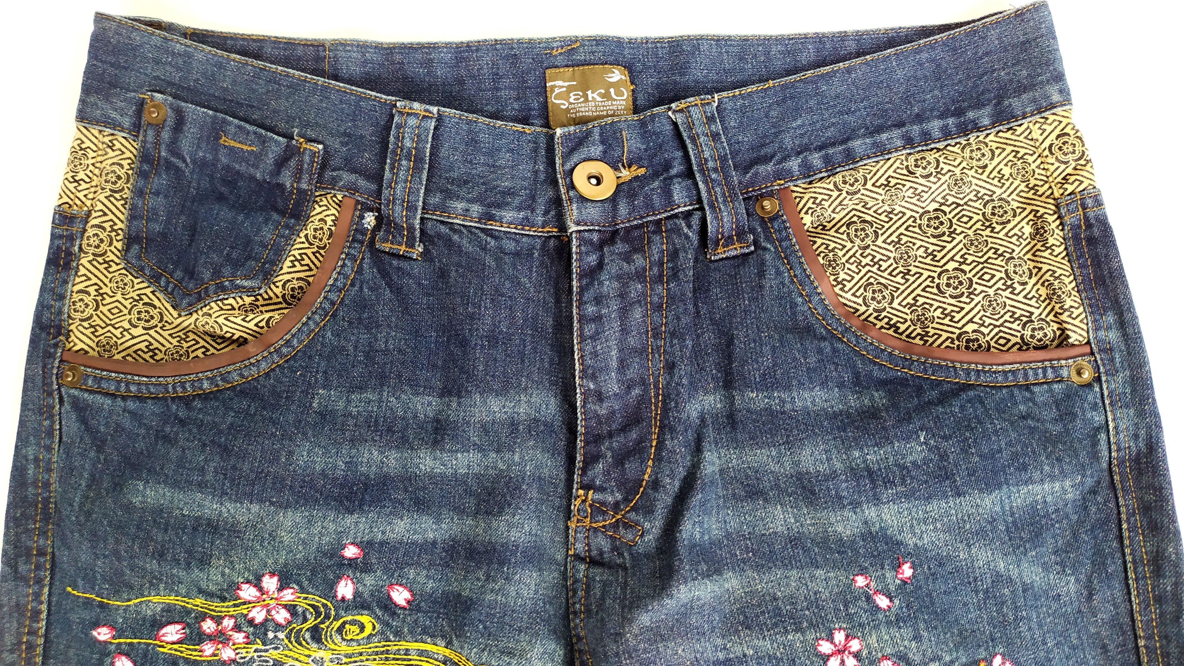 Japanese Brand Geku sukajan koi embroidery denim pants size 34 Size US 34 / EU 50 - 11 Thumbnail