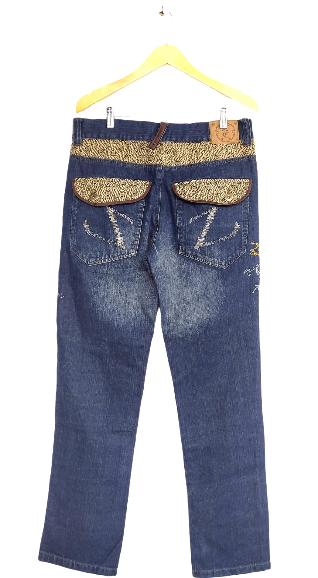 Japanese Brand Geku sukajan koi embroidery denim pants size 34 Size US 34 / EU 50 - 2 Thumbnail