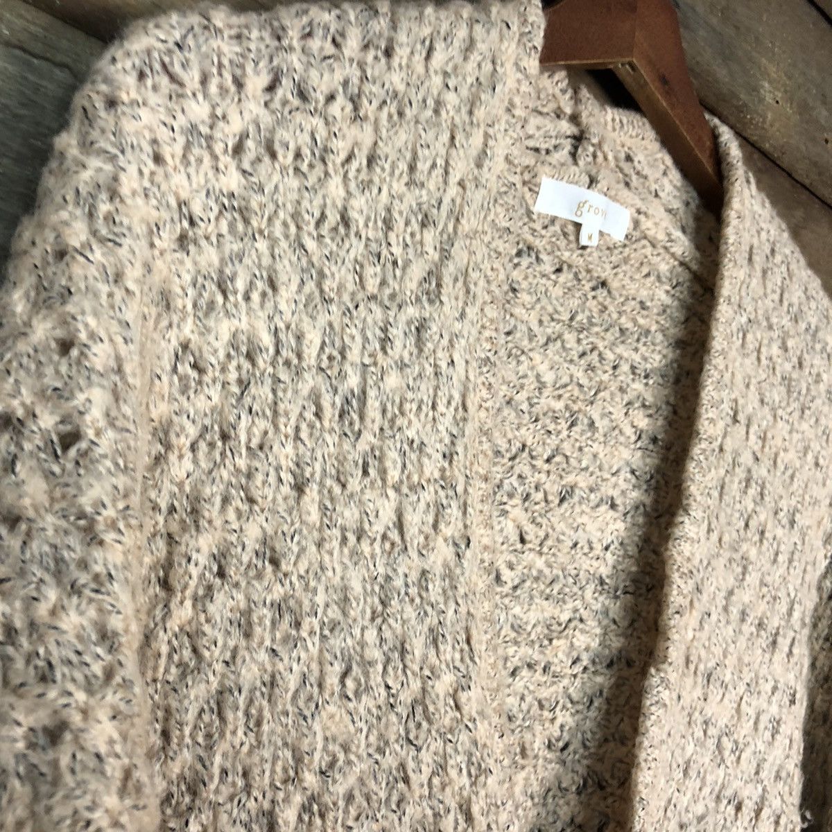Vintage Grove Brown Cardigan knitwear crochet #H066 Size US M / EU 48-50 / 2 - 6 Thumbnail