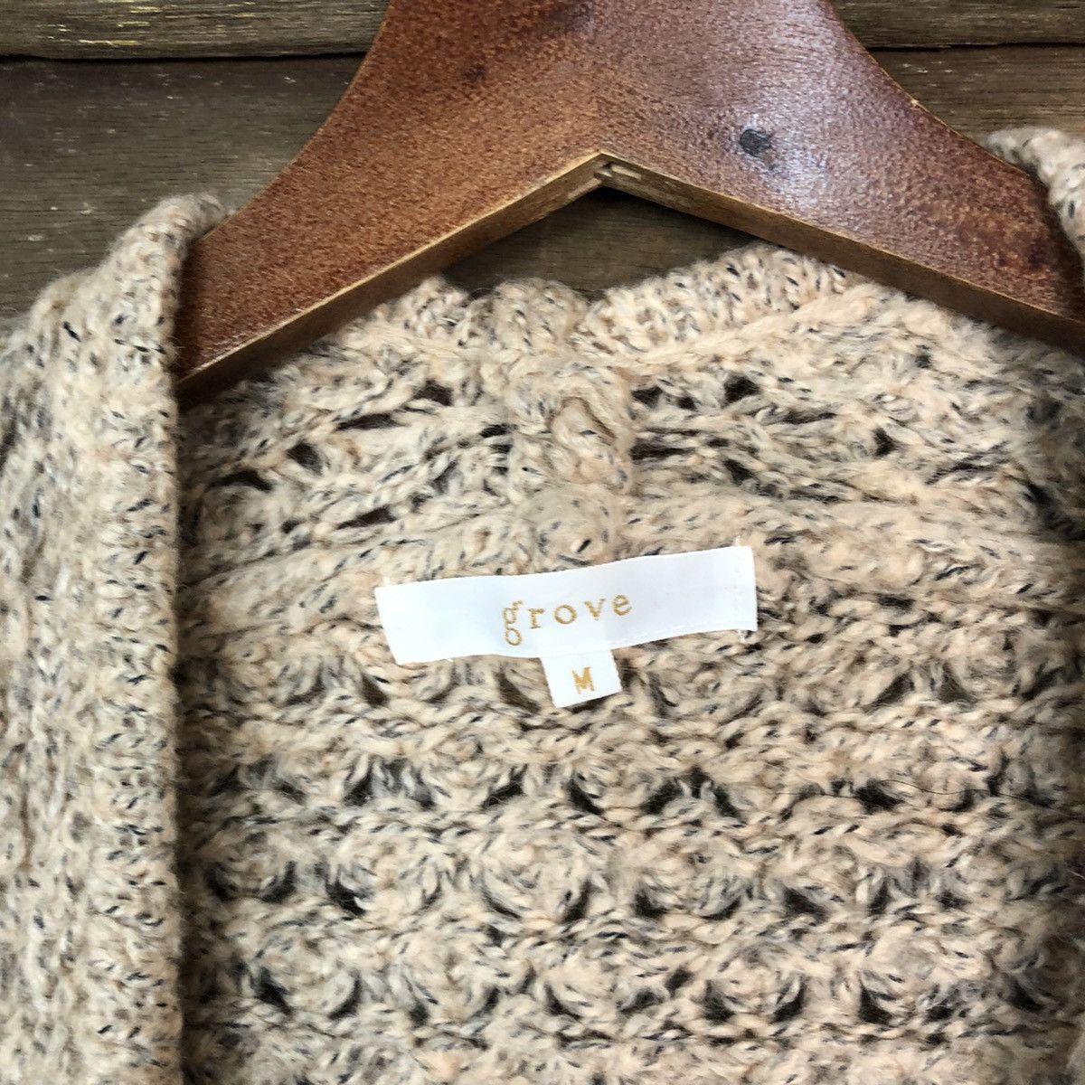 Vintage Grove Brown Cardigan knitwear crochet #H066 Size US M / EU 48-50 / 2 - 7 Thumbnail
